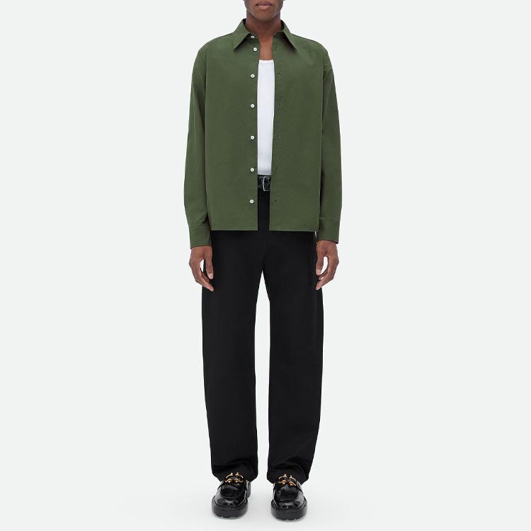 Bottega Veneta Bottega Veneta Green Cotton Button Up Shirt Size L Size US L / EU 52-54 / 3 - 5 Thumbnail