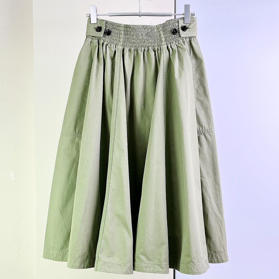 Bottega Veneta Bottega Veneta Green Cotton Midi Skirt Size 34 Size 24" / US 00 / IT 34 - 2 Thumbnail