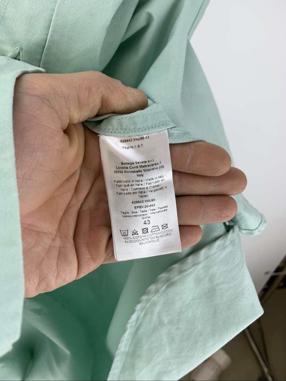 Bottega Veneta Bottega Veneta Mint Green Button Up Shirt Size L Size US L / EU 52-54 / 3 - 4 Thumbnail