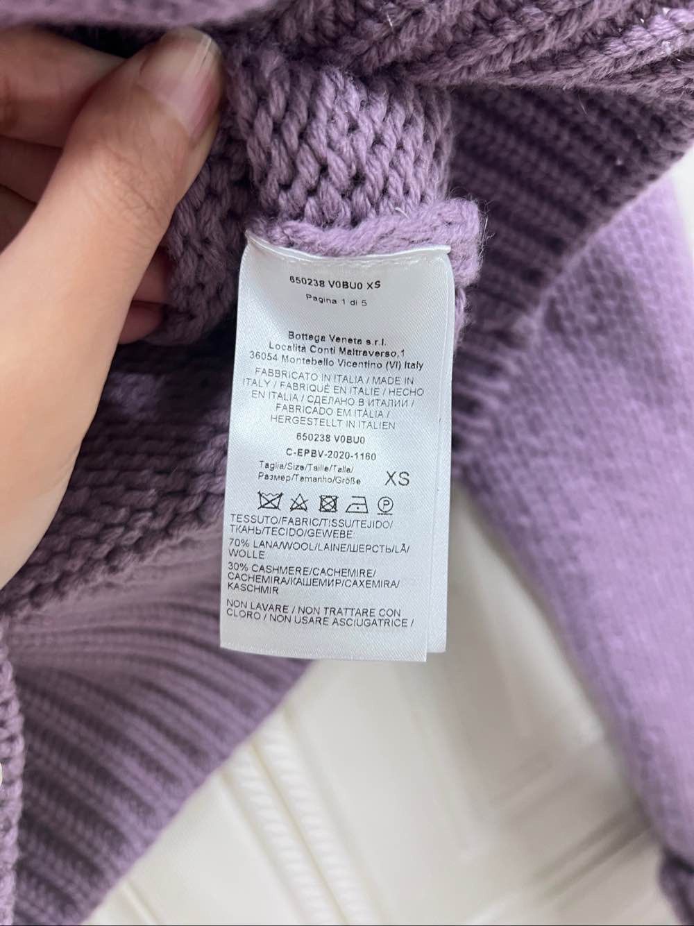 Bottega Veneta Bottega Veneta Lavender Wool Cashmere Cardigan Size XS Size XS / US 0-2 / IT 36-38 - 4 Thumbnail
