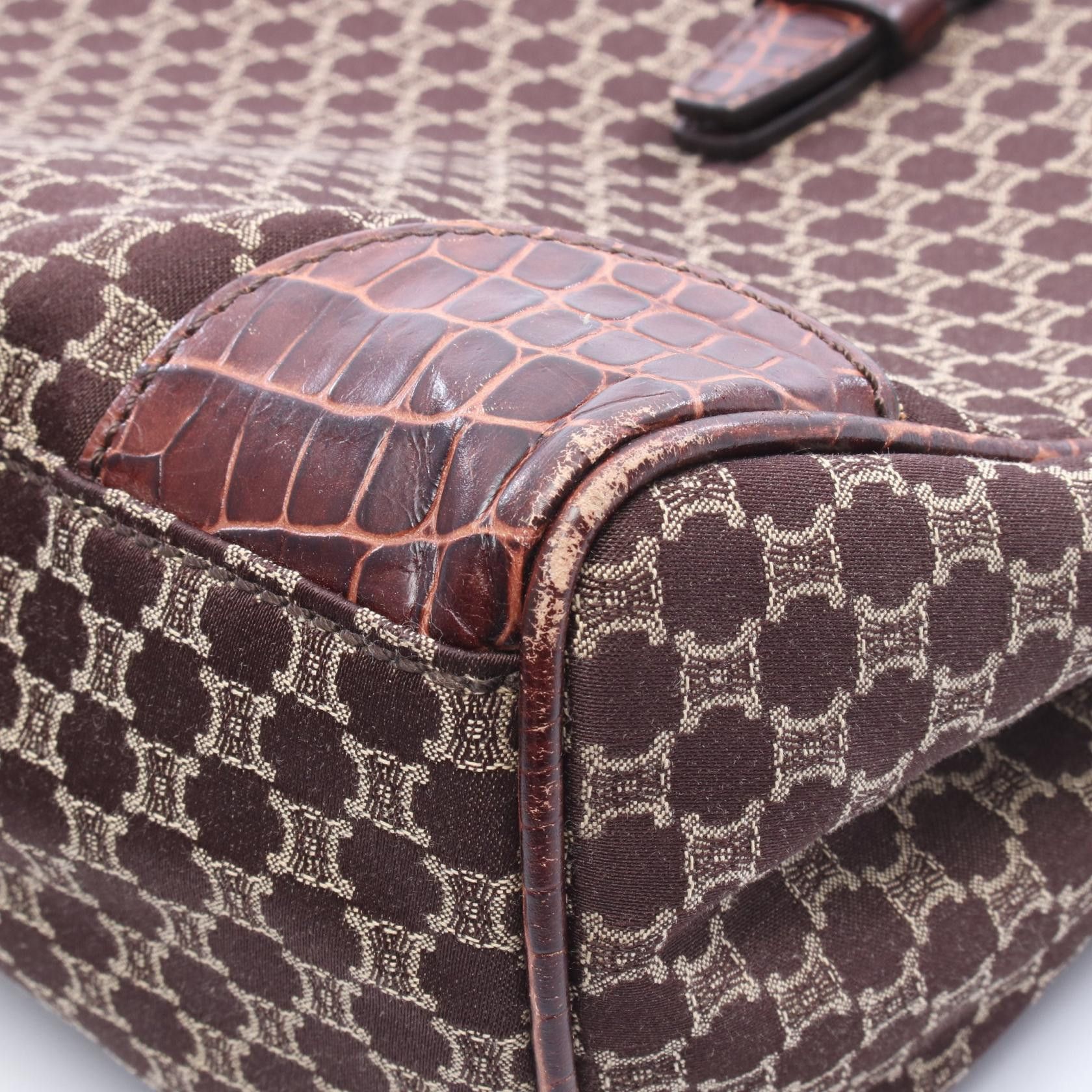 Celine Celine CELINE Macadam Croco Embossed Leather Tote Bag Textile Tote Bag DUTY FREE for USA Size ONE SIZE - 6 Thumbnail