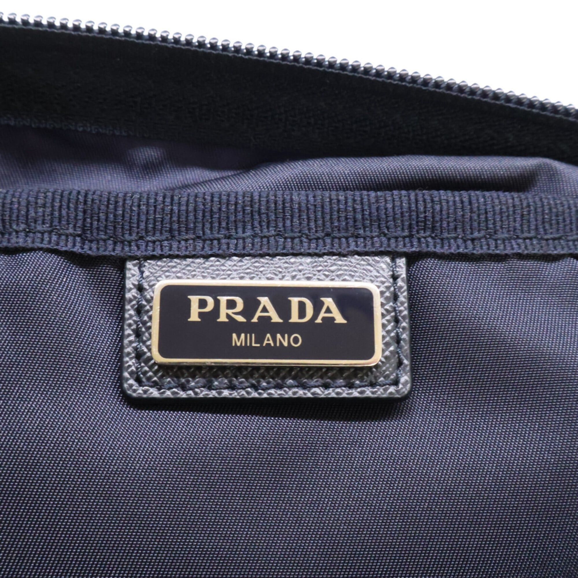 Prada PRADA 2NA028 Nylon Leather Triangle Logo Plate Travel Pouch Navy Women's Size ONE SIZE - 8 Thumbnail