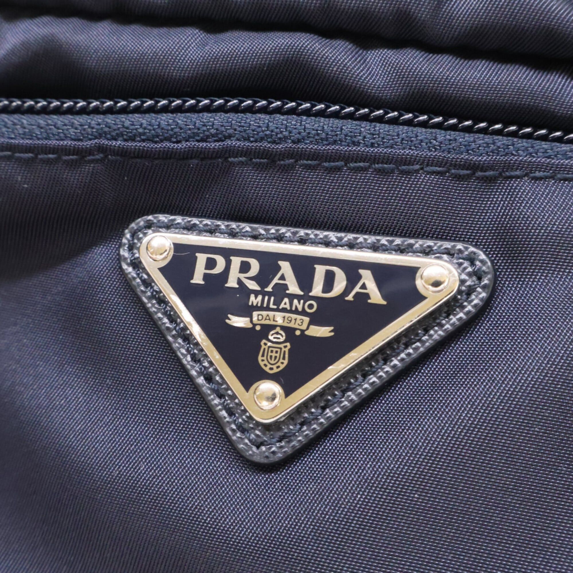Prada PRADA 2NA028 Nylon Leather Triangle Logo Plate Travel Pouch Navy Women's Size ONE SIZE - 9 Thumbnail