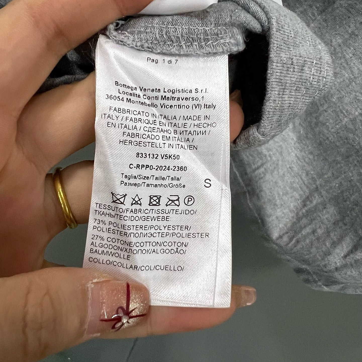 Bottega Veneta Bottega Veneta Rabbit Graphic T-Shirt Gray Size S Size US S / EU 44-46 / 1 - 4 Thumbnail