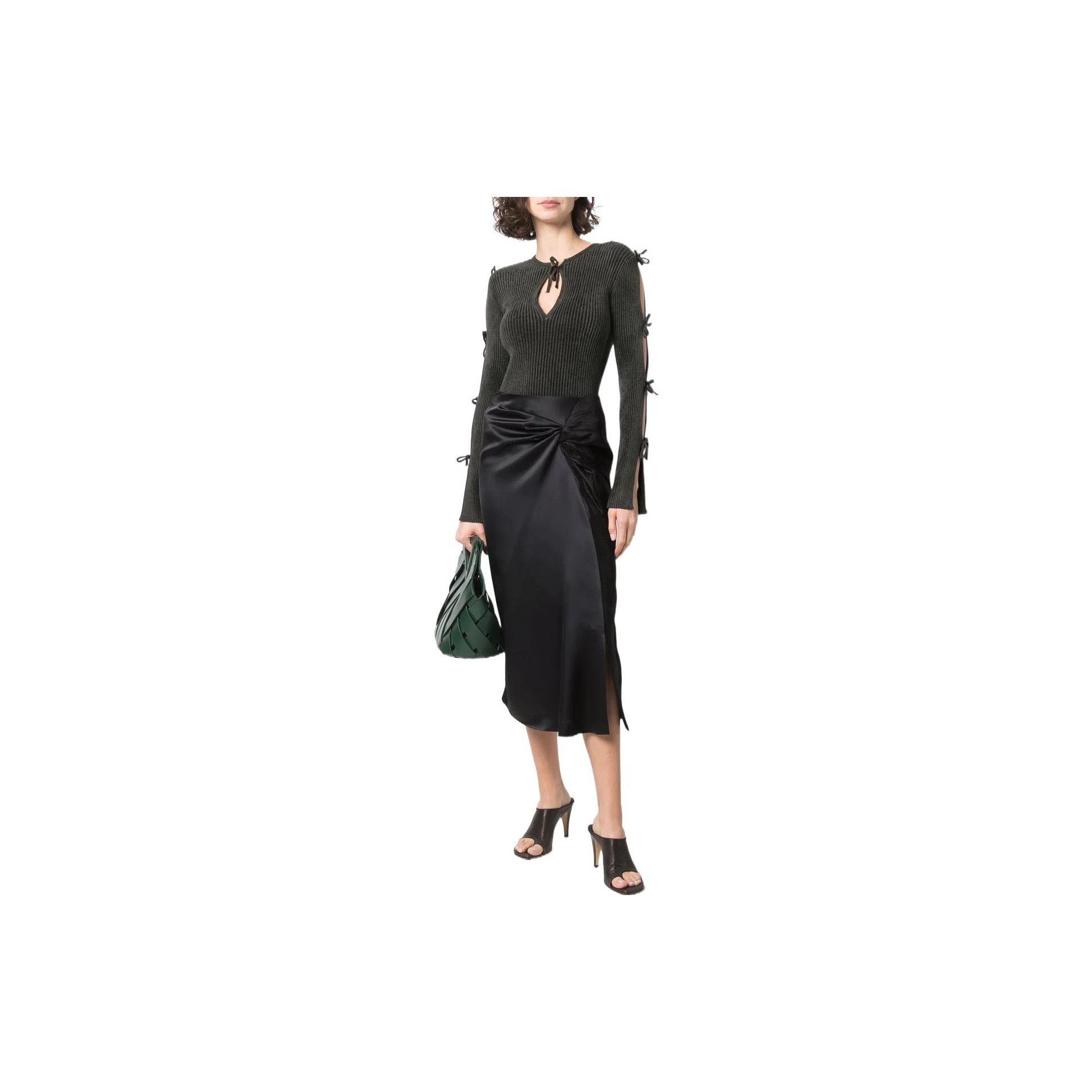 Bottega Veneta Bottega Veneta Lace-Up Ribbed Knit Sweater Size M Size M / US 6-8 / IT 42-44 - 10 Thumbnail