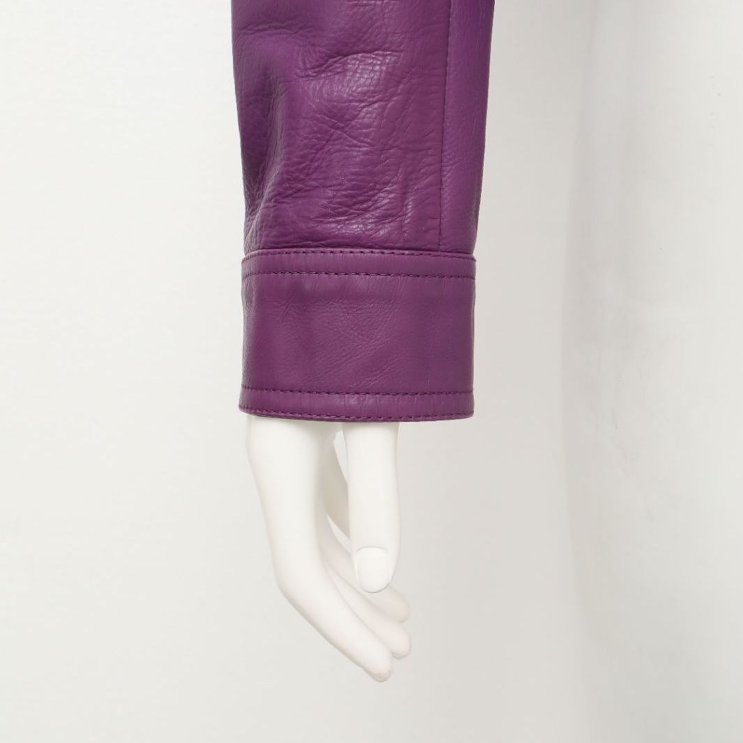 Bottega Veneta Bottega Veneta Purple Intrecciato Leather Jacket Size 40 Size S / US 4 / IT 40 - 10 Thumbnail