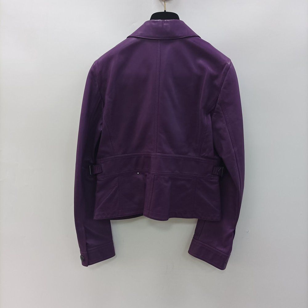 Bottega Veneta Bottega Veneta Purple Intrecciato Leather Jacket Size 40 Size S / US 4 / IT 40 - 2 Thumbnail