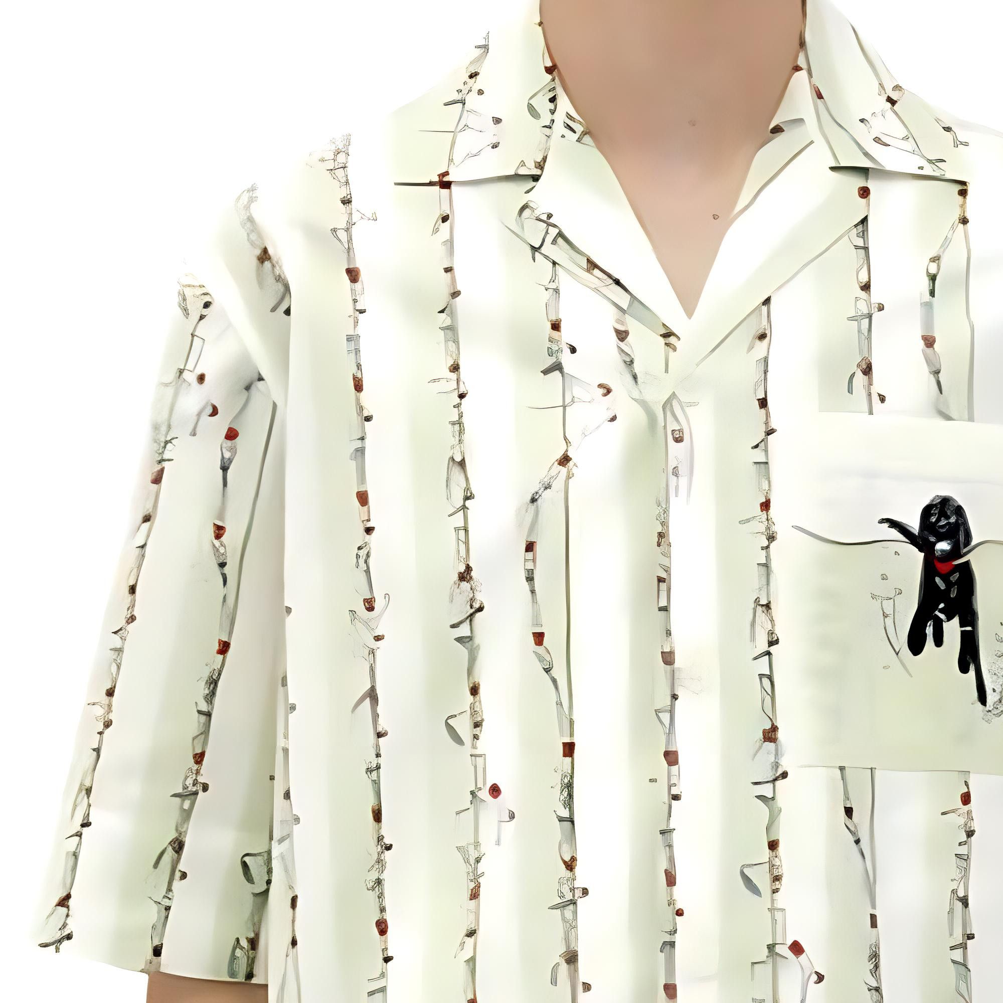 Bottega Veneta Bottega Veneta Striped Dog Print Cuban Collar Shirt Size 54 Size US L / EU 52-54 / 3 - 12 Thumbnail