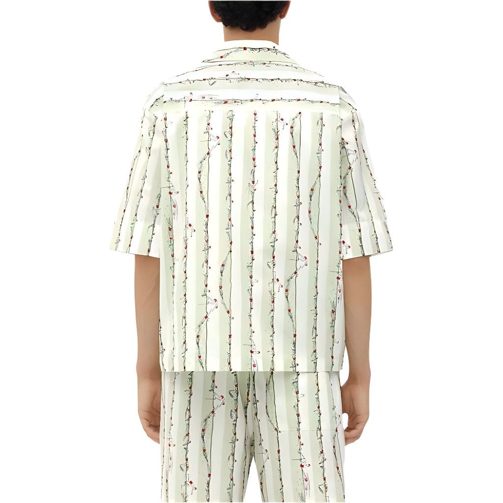 Bottega Veneta Bottega Veneta Striped Dog Print Cuban Collar Shirt Size 54 Size US L / EU 52-54 / 3 - 9 Thumbnail