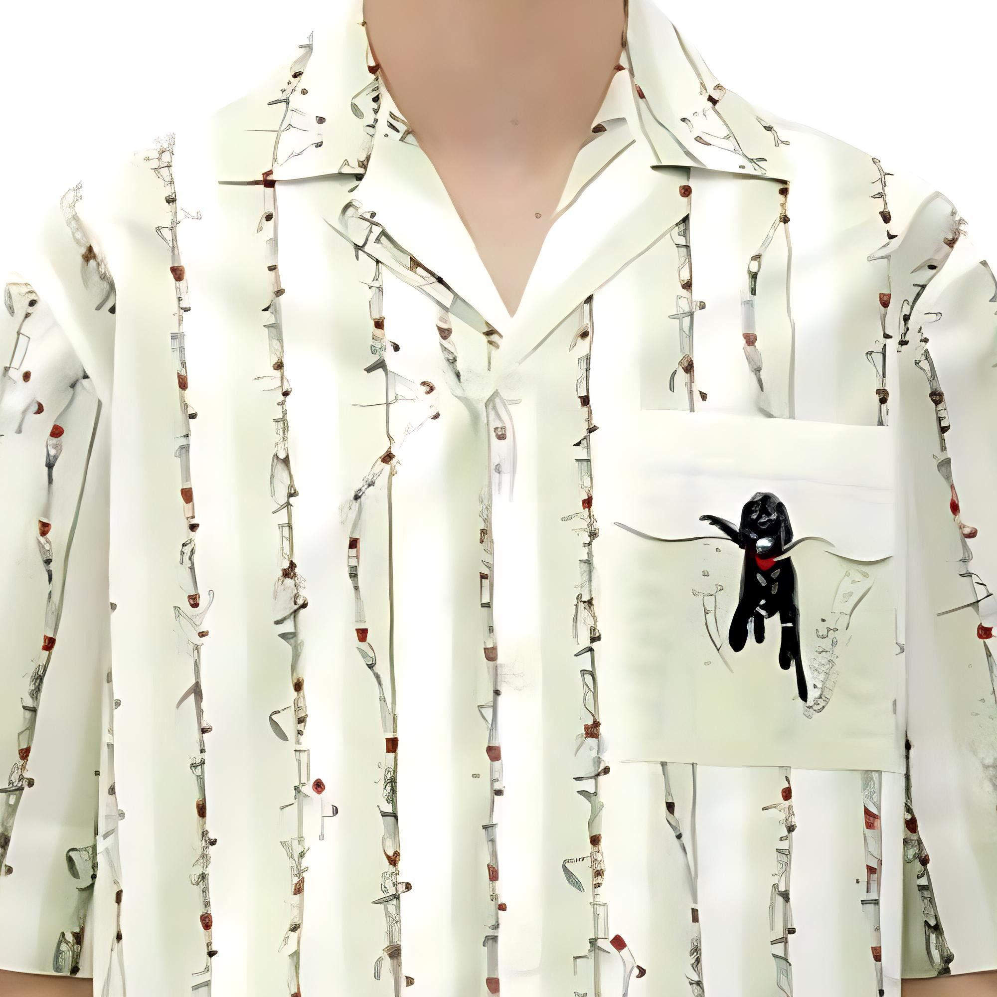 Bottega Veneta Bottega Veneta Striped Dog Print Cuban Collar Shirt Size 54 Size US L / EU 52-54 / 3 - 11 Thumbnail
