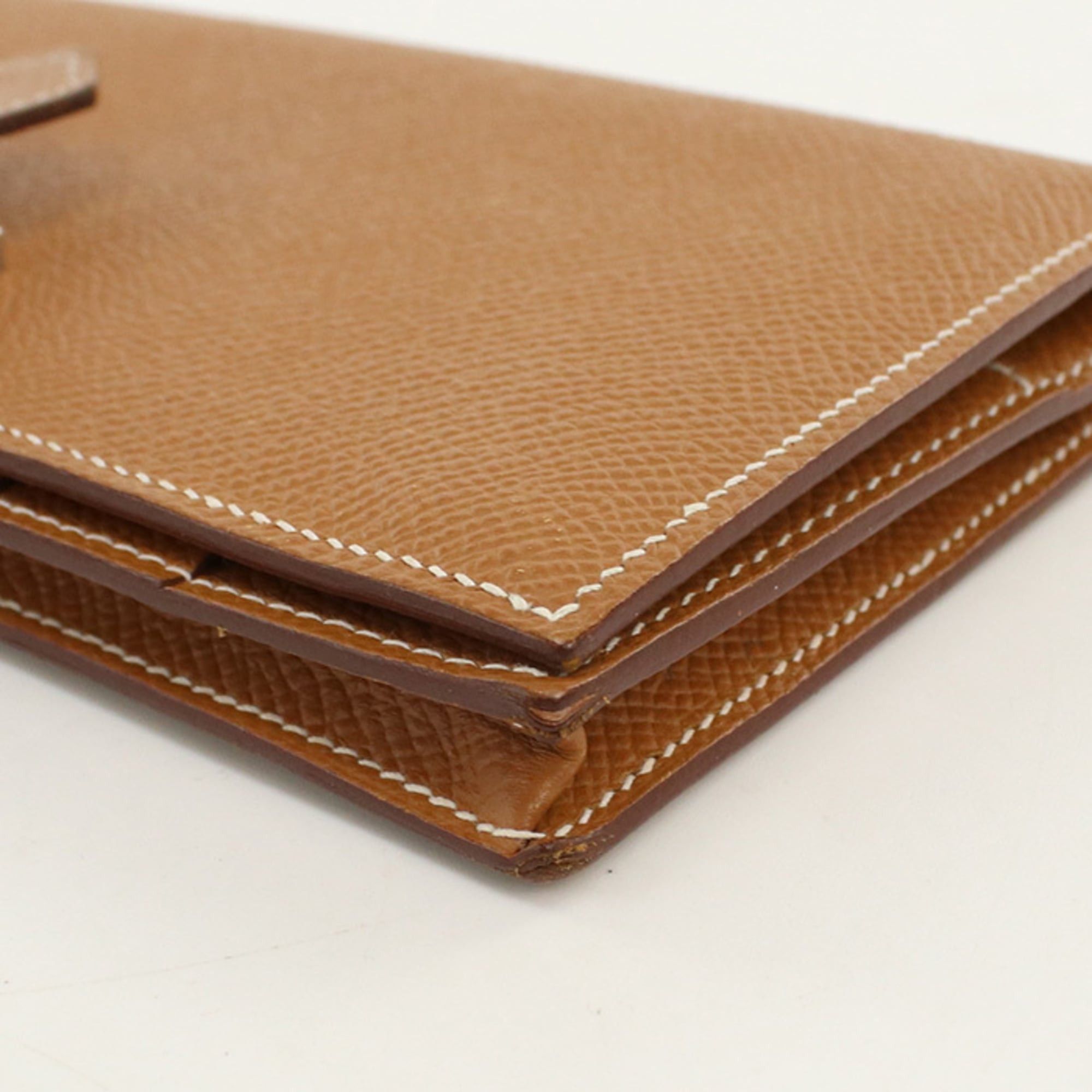 Hermes Hermes Long Wallet Bi-fold with Coin Pocket Bearn Soufflé T Stamp Men's Women's Gold Size ONE SIZE - 8 Thumbnail