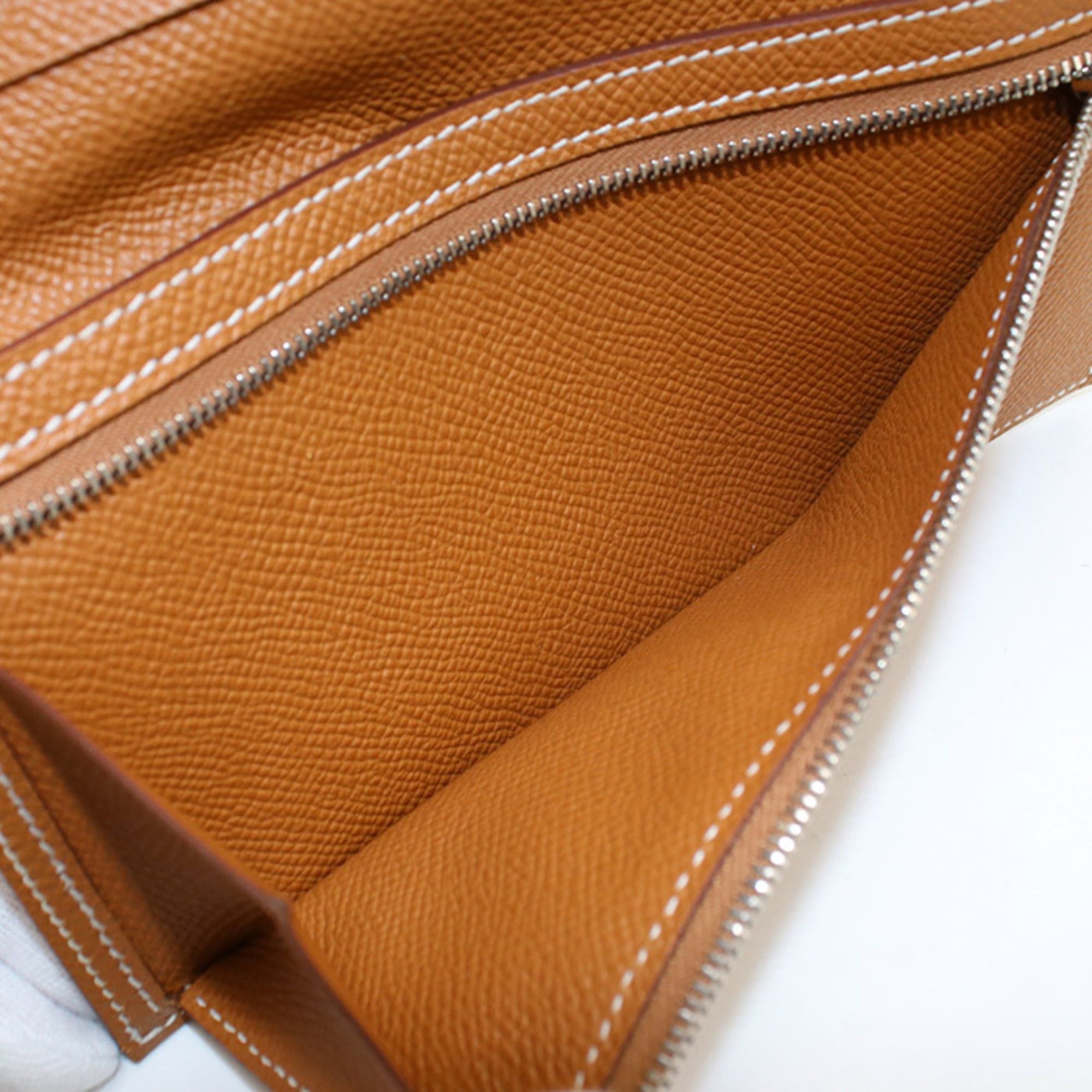 Hermes Hermes Long Wallet Bi-fold with Coin Pocket Bearn Soufflé T Stamp Men's Women's Gold Size ONE SIZE - 4 Thumbnail