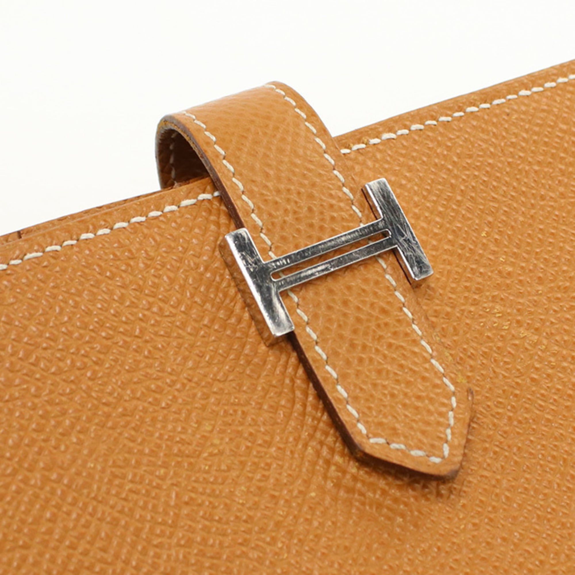 Hermes Hermes Long Wallet Bi-fold with Coin Pocket Bearn Soufflé T Stamp Men's Women's Gold Size ONE SIZE - 5 Thumbnail