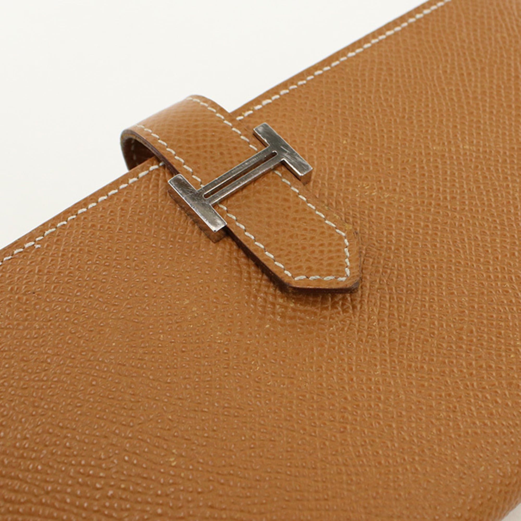 Hermes Hermes Long Wallet Bi-fold with Coin Pocket Bearn Soufflé T Stamp Men's Women's Gold Size ONE SIZE - 9 Thumbnail