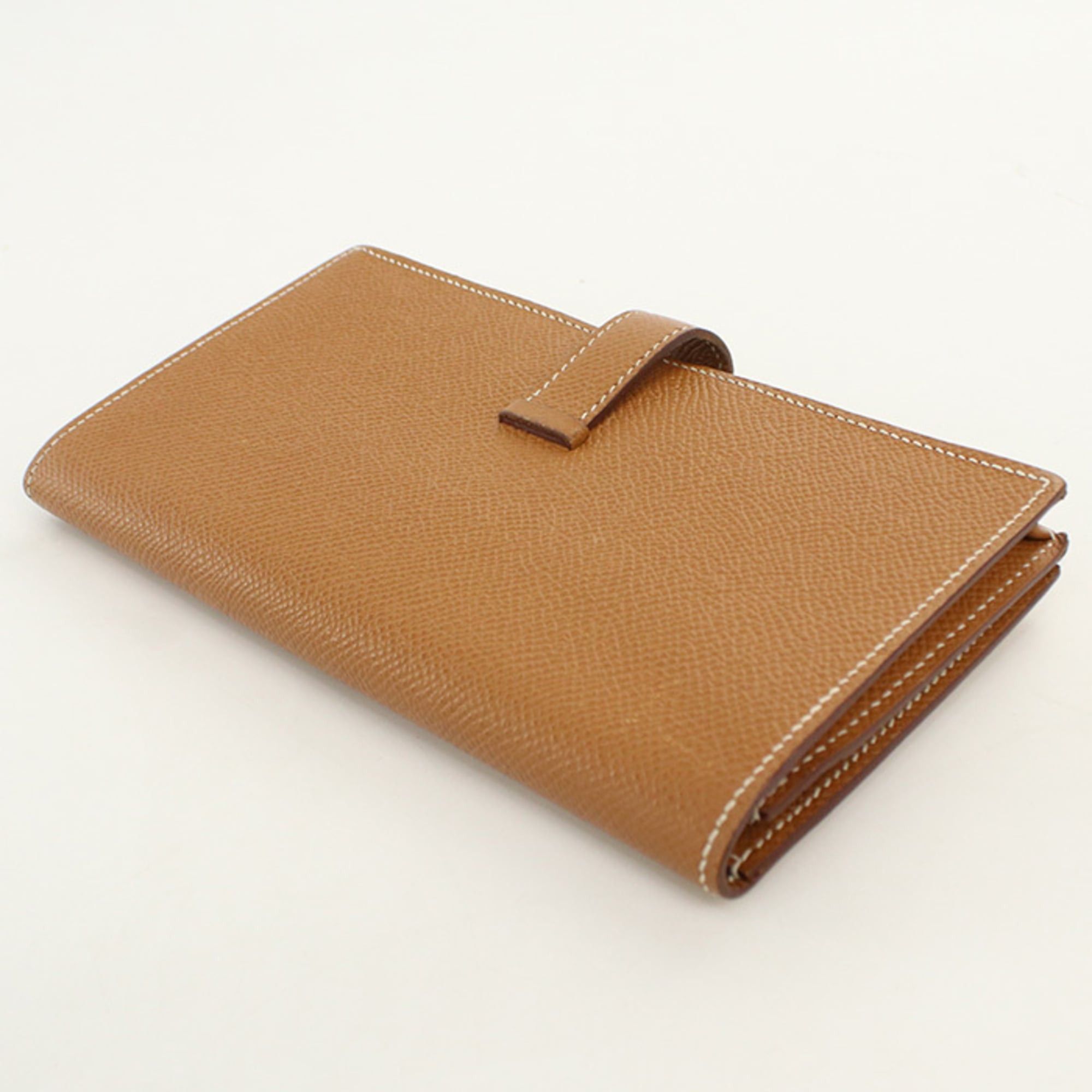 Hermes Hermes Long Wallet Bi-fold with Coin Pocket Bearn Soufflé T Stamp Men's Women's Gold Size ONE SIZE - 2 Thumbnail