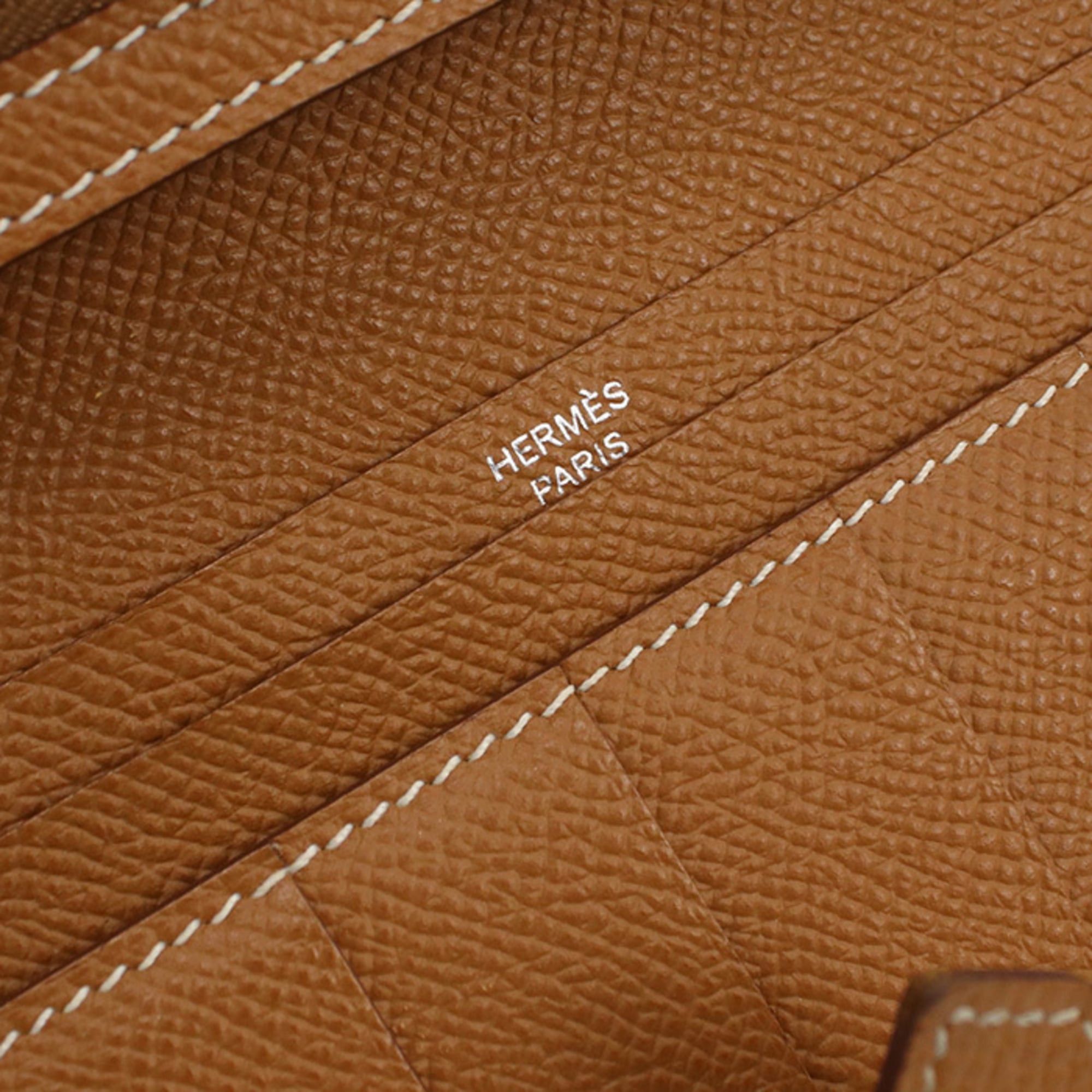 Hermes Hermes Long Wallet Bi-fold with Coin Pocket Bearn Soufflé T Stamp Men's Women's Gold Size ONE SIZE - 7 Thumbnail