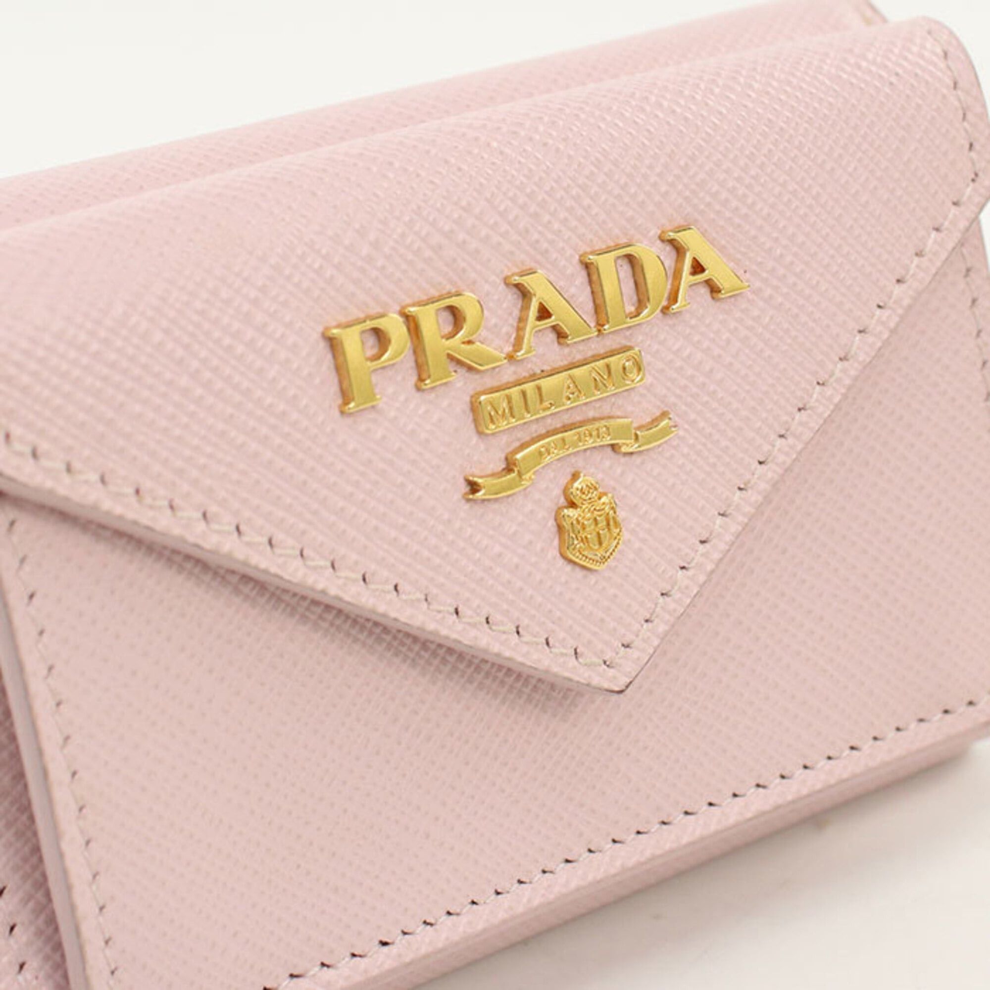 Prada PRADA Tri-fold Wallet 1MH021 Saffiano Leather Women's Pink Size ONE SIZE - 9 Thumbnail