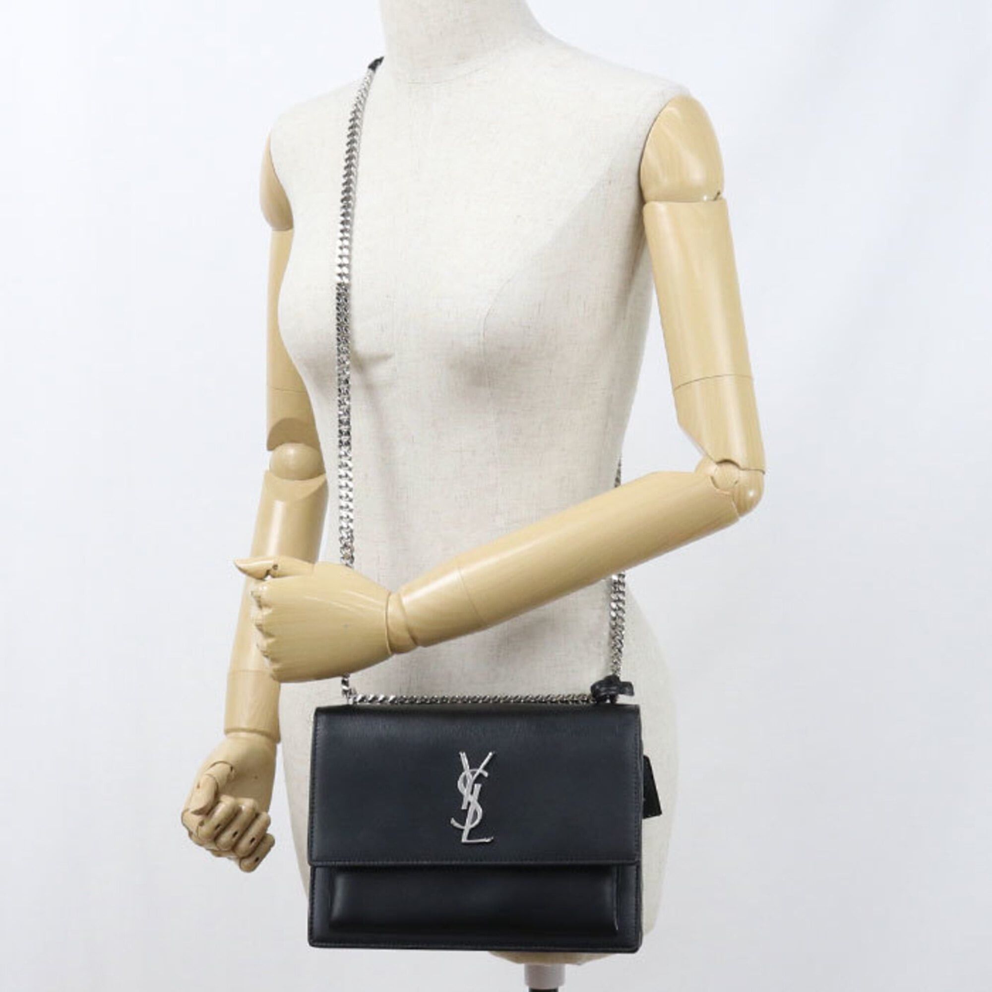 Saint Laurent Paris Saint Laurent Shoulder Bag 442906 Sunset Medium YSL Monogram Women's Black Size ONE SIZE - 6 Thumbnail