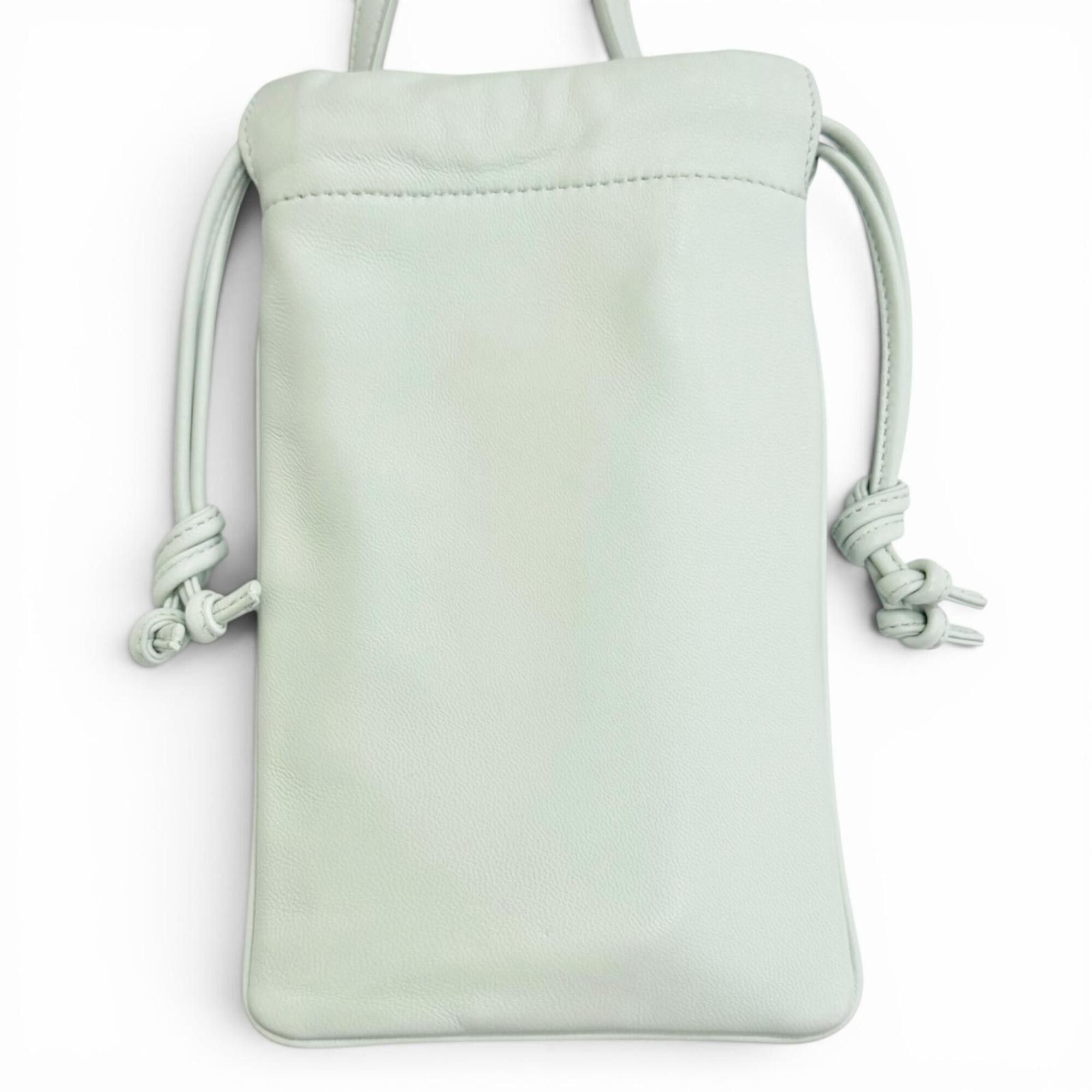 Celine CELINE 10L163ETK Leather Cuir Triomphe Drawstring Mobile Pouch Phone Case Shoulder Bag, Light Green, Made in Italy, Women's, with Dust Bag Size ONE SIZE - 3 Thumbnail