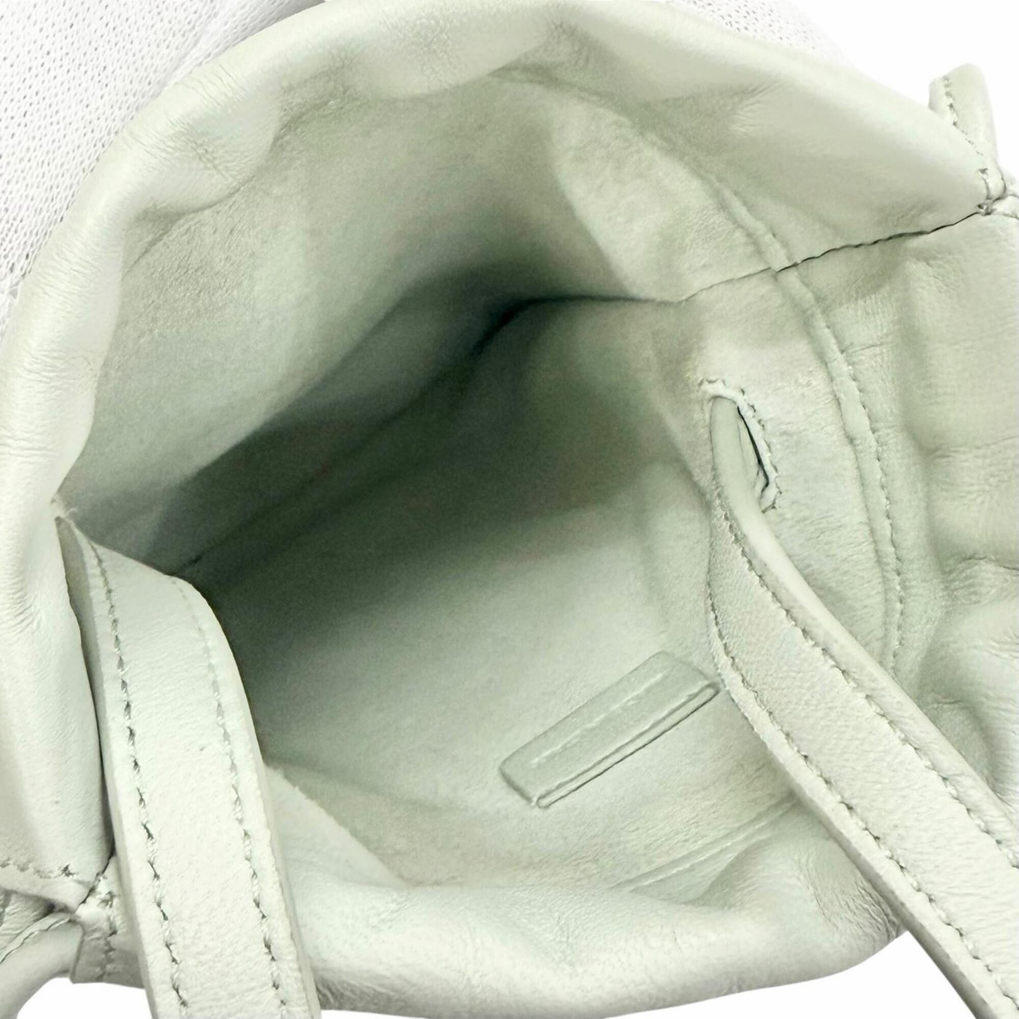 Celine CELINE 10L163ETK Leather Cuir Triomphe Drawstring Mobile Pouch Phone Case Shoulder Bag, Light Green, Made in Italy, Women's, with Dust Bag Size ONE SIZE - 9 Thumbnail