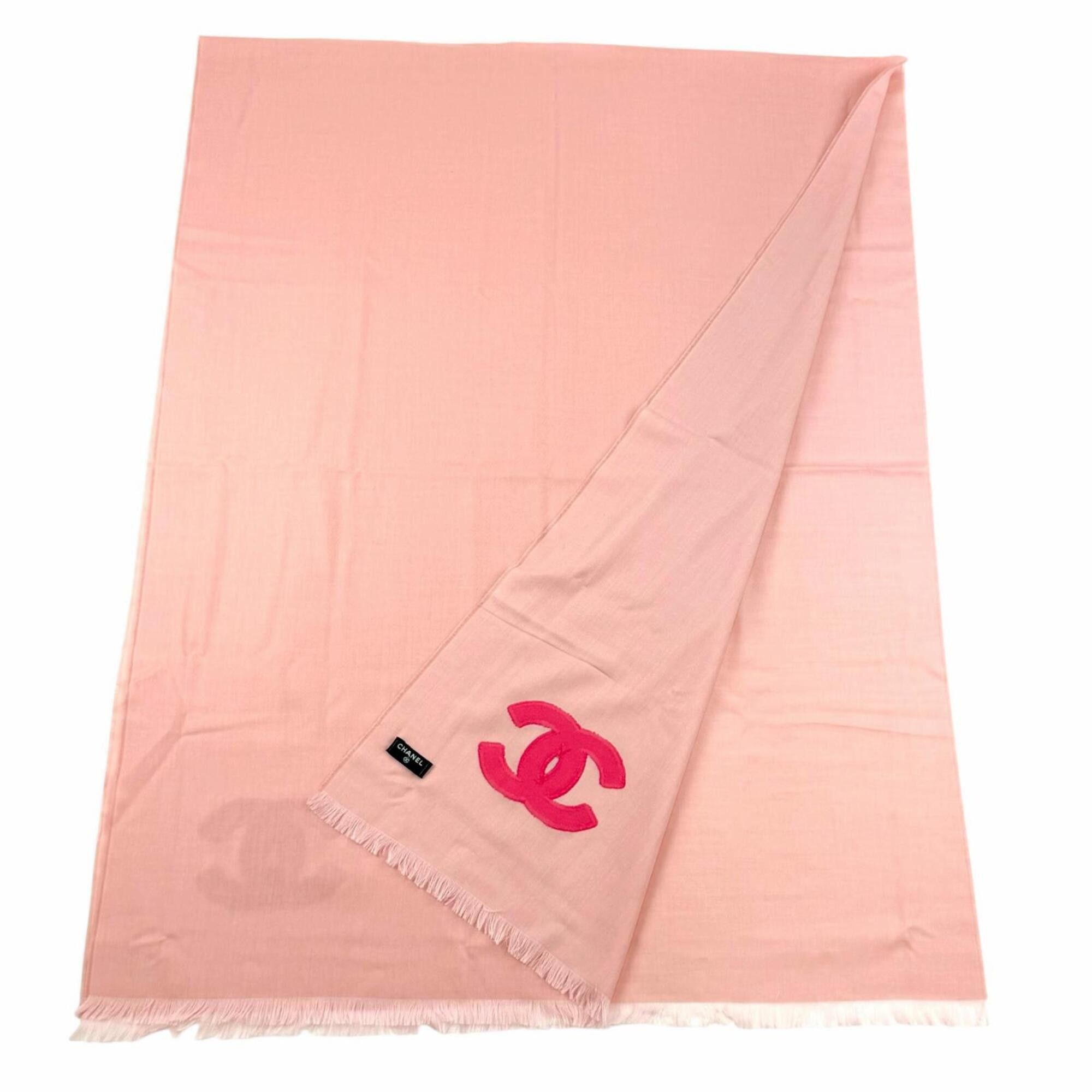 Chanel CHANEL 23C Cashmere Silk Blend Coco Mark Fringe Large Stole/Scarf Shawl Pink Made in Italy Women's with Box Size ONE SIZE - 3 Thumbnail