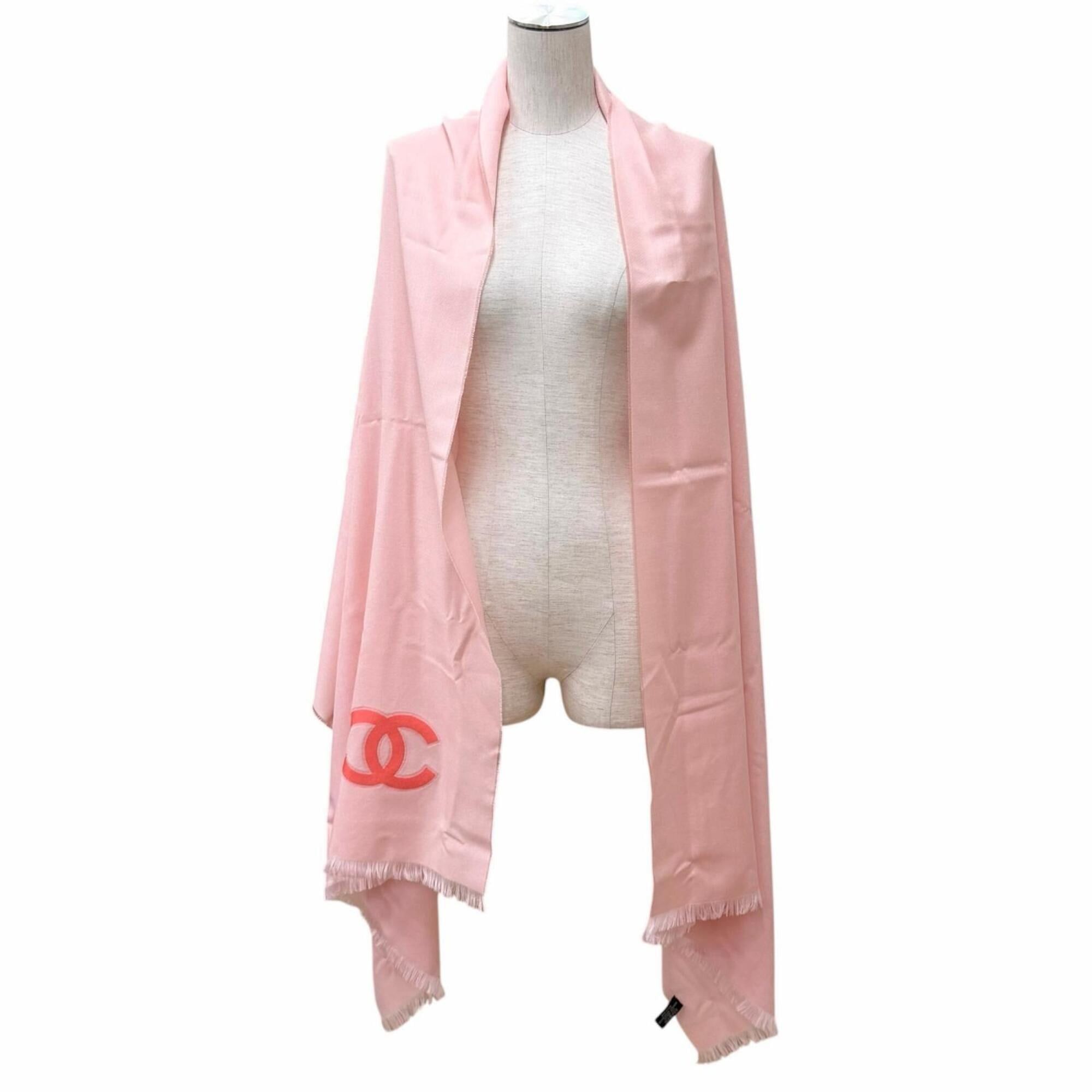 Chanel CHANEL 23C Cashmere Silk Blend Coco Mark Fringe Large Stole/Scarf Shawl Pink Made in Italy Women's with Box Size ONE SIZE - 5 Thumbnail