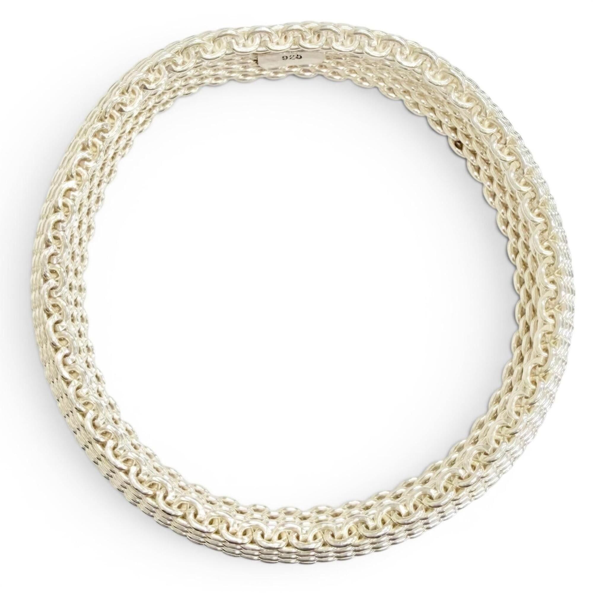 Tiffany & Co. TIFFANY&Co. Tiffany Somerset 925 Mesh Bangle Bracelet, Silver, Weight 58.6g, Women's, Highly Recommended ◎ Size ONE SIZE - 3 Thumbnail