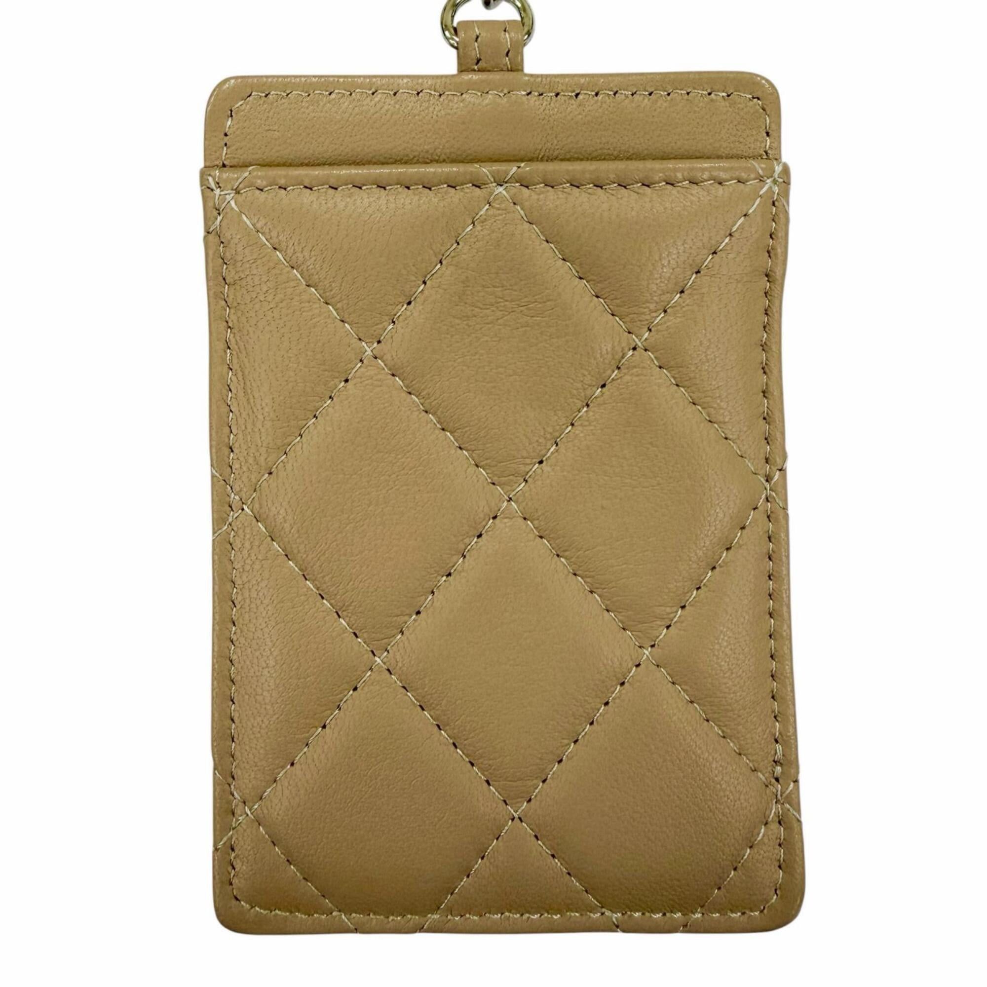 Chanel CHANEL AP0711 Lambskin Coco Mark Matelassé Card Case with Chain Shoulder Strap, Beige, Gold Hardware, Made in Italy, Women's, Box and Dust Bag. Size ONE SIZE - 5 Thumbnail