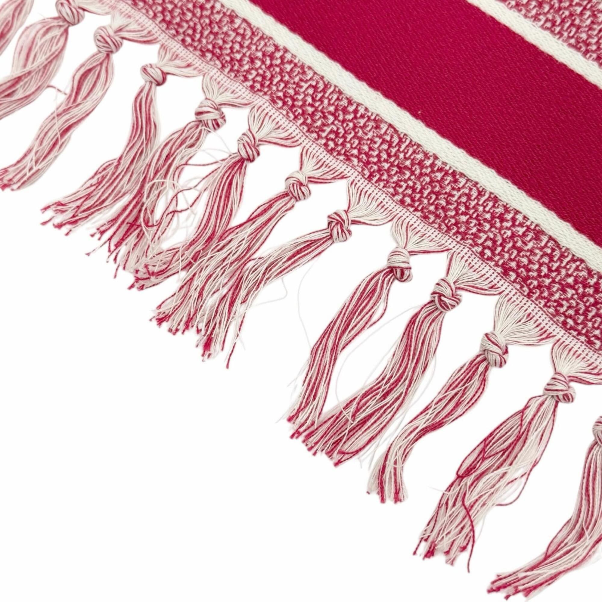 Dior Christian Dior 21JOU800IXGS Reverse Toile Toujours 100% Cotton Logo Fringe Bath Towel Beach Blanket Burgundy Made in Italy Authentic Women's Size ONE SIZE - 4 Thumbnail