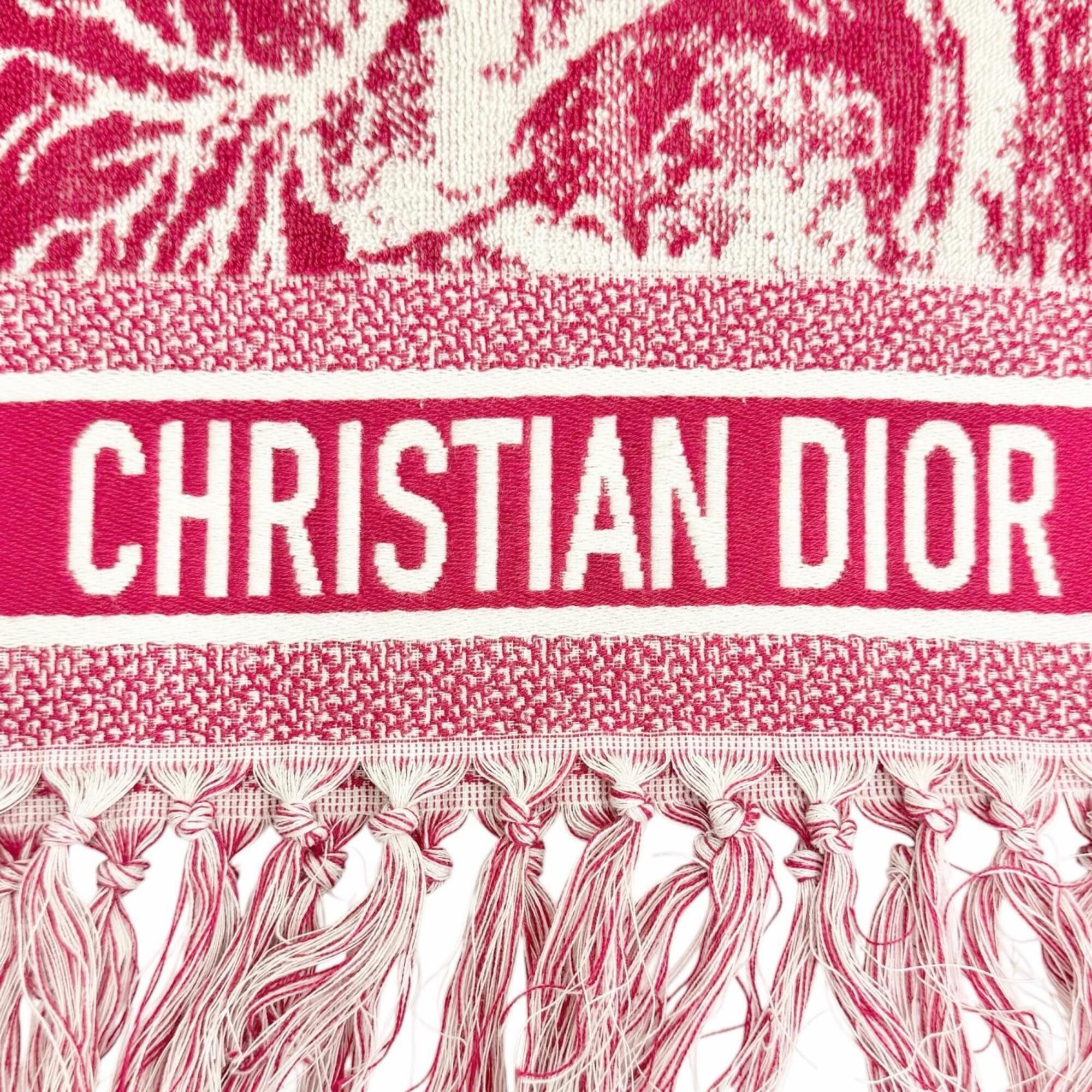 Dior Christian Dior 21JOU800IXGS Reverse Toile Toujours 100% Cotton Logo Fringe Bath Towel Beach Blanket Burgundy Made in Italy Authentic Women's Size ONE SIZE - 5 Thumbnail