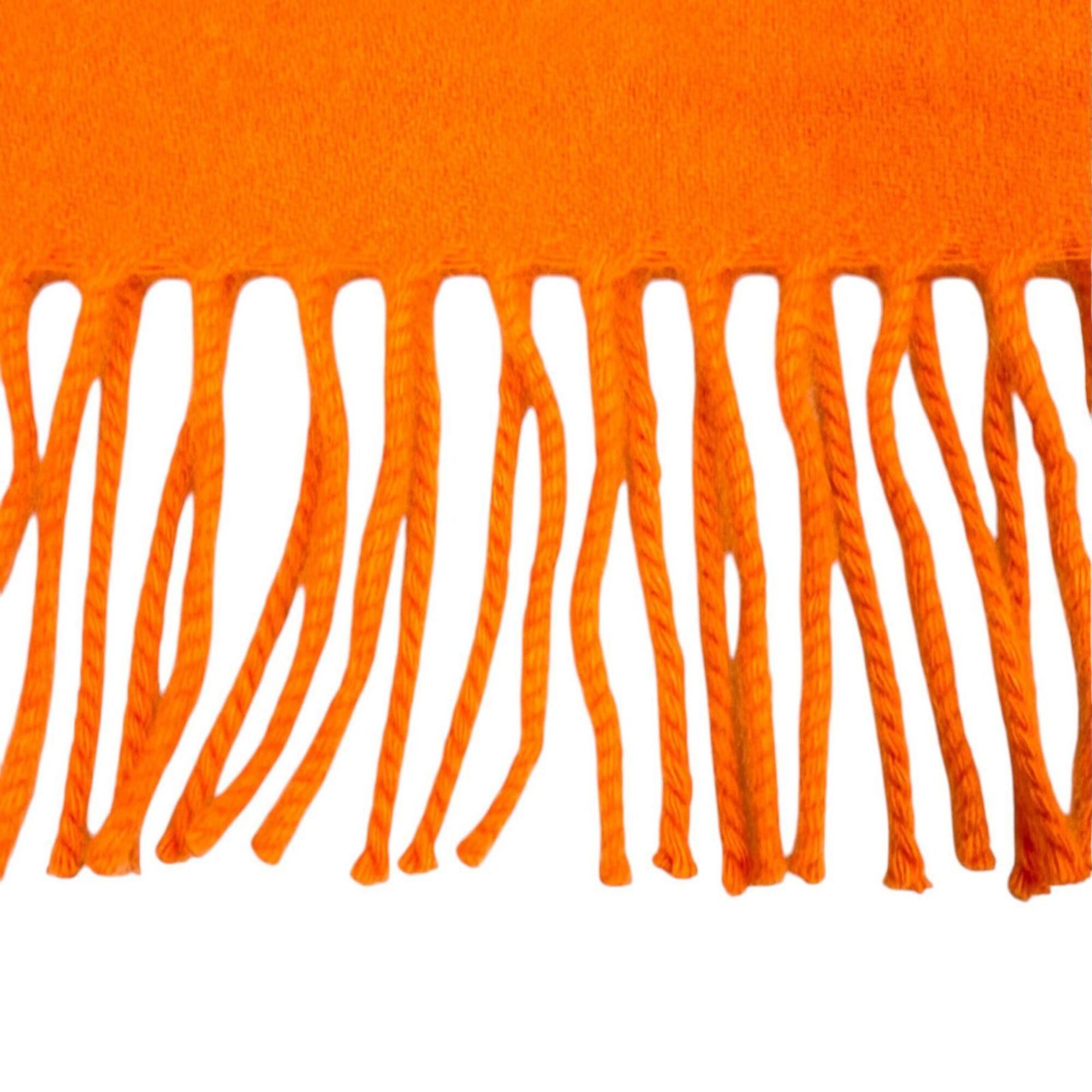 Hermes HERMES 100% Cashmere Stole/Scarf, purchased June 2024, Orange, Badge Soie logo embroidered, fringed, Made in England, Authentic, Women's, with box. Size ONE SIZE - 5 Thumbnail