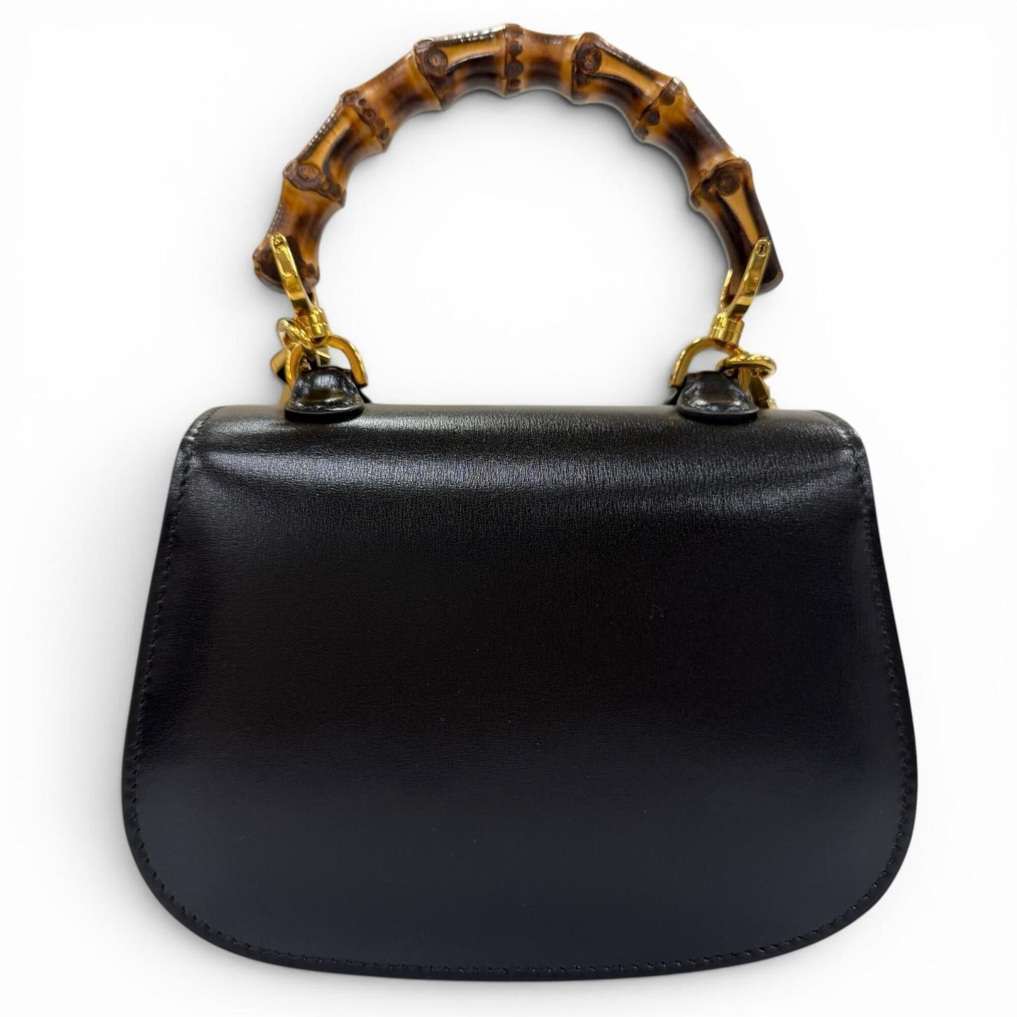 Gucci GUCCI 686864 Gucci Bamboo 1947 Mini Bag Leather 2-Way Handbag Shoulder Black Made in Italy Women's Size ONE SIZE - 2 Thumbnail