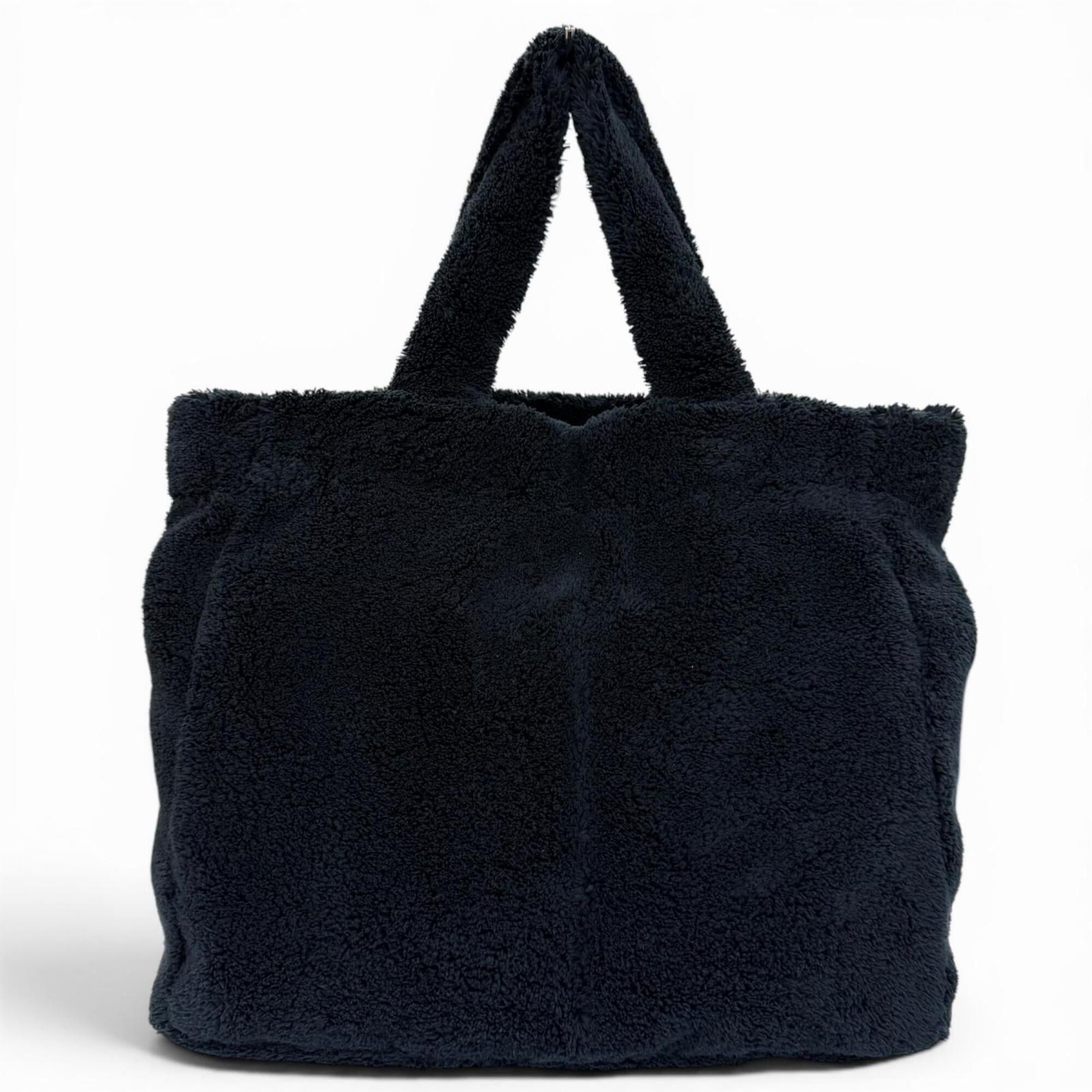 Prada PRADA 1BG130 Terry Tote Bag with Triangle Logo Plate, Dark Navy, Made in Italy, Women's Size ONE SIZE - 2 Thumbnail