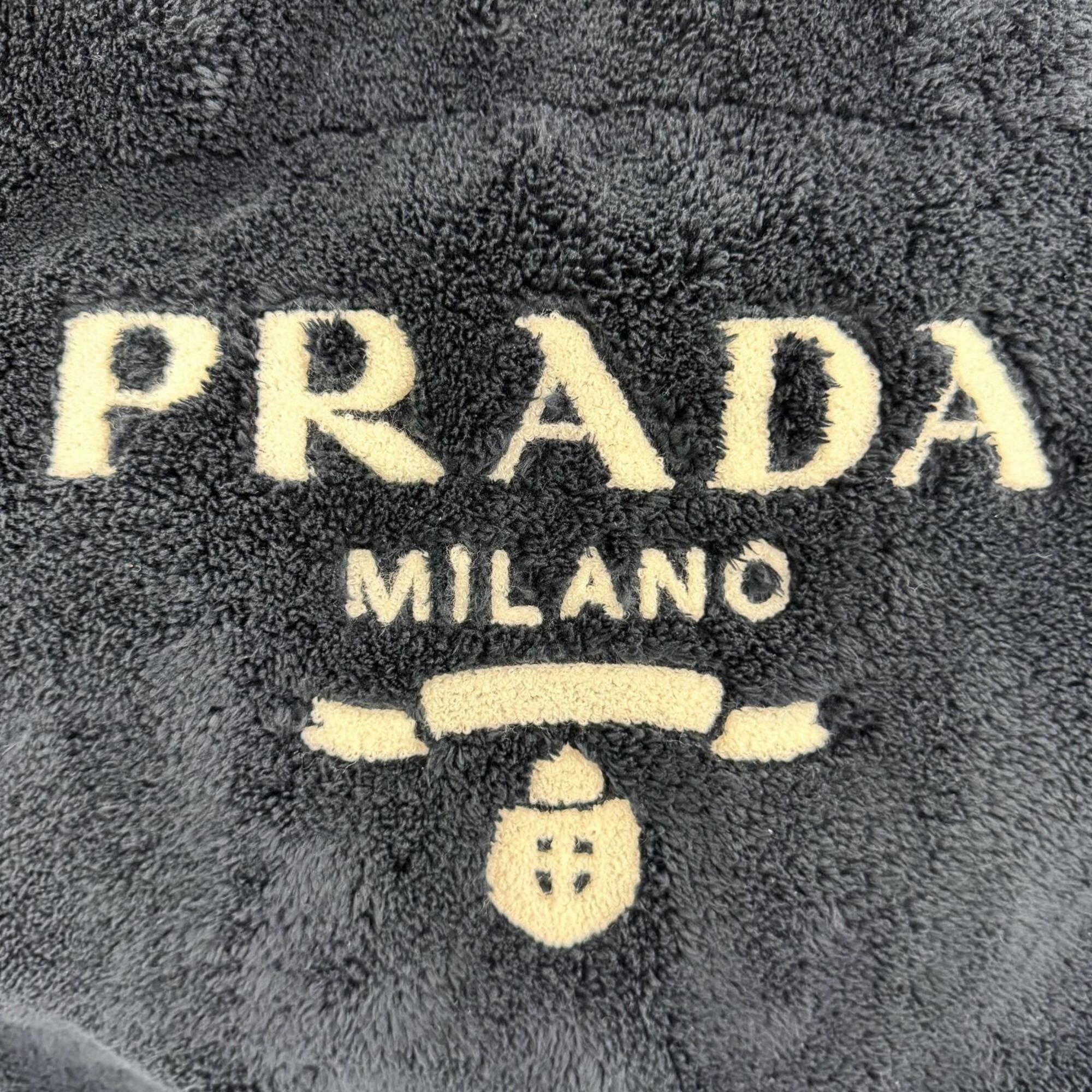 Prada PRADA 1BG130 Terry Tote Bag with Triangle Logo Plate, Dark Navy, Made in Italy, Women's Size ONE SIZE - 8 Thumbnail