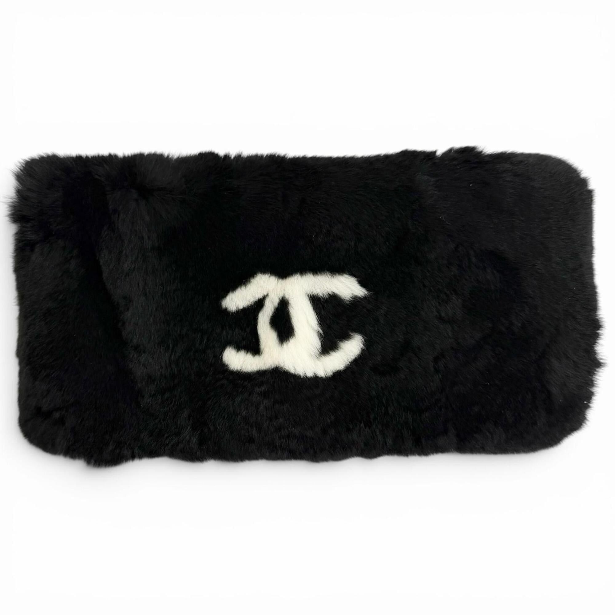 Chanel CHANEL Coco Mark Lapin Fur Wristband Bangle Bracelet, Black & White, Made in France, Women's, Comes with Box, Highly Recommended! Size ONE SIZE - 4 Thumbnail