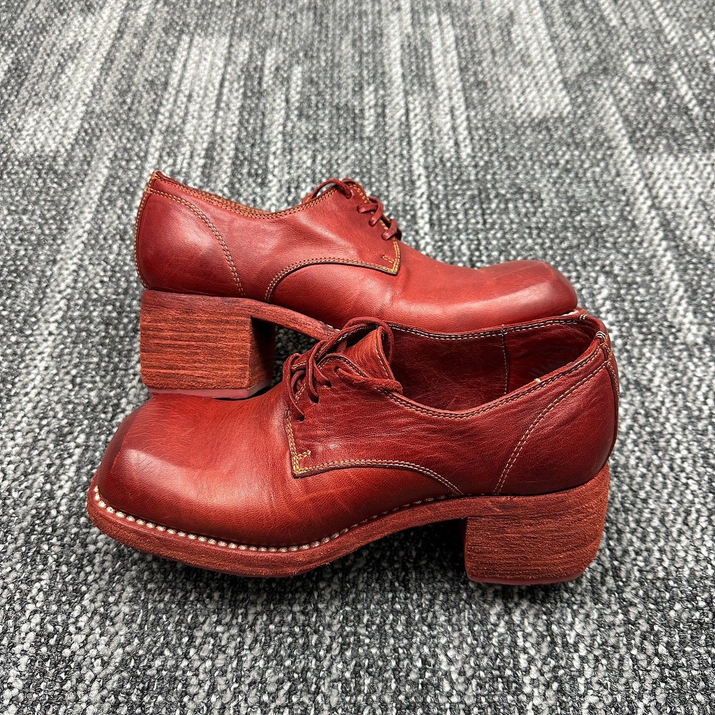 Guidi Guidi Red Leather Derby Heels Size 36 Size US 6 / IT 36 - 6 Thumbnail