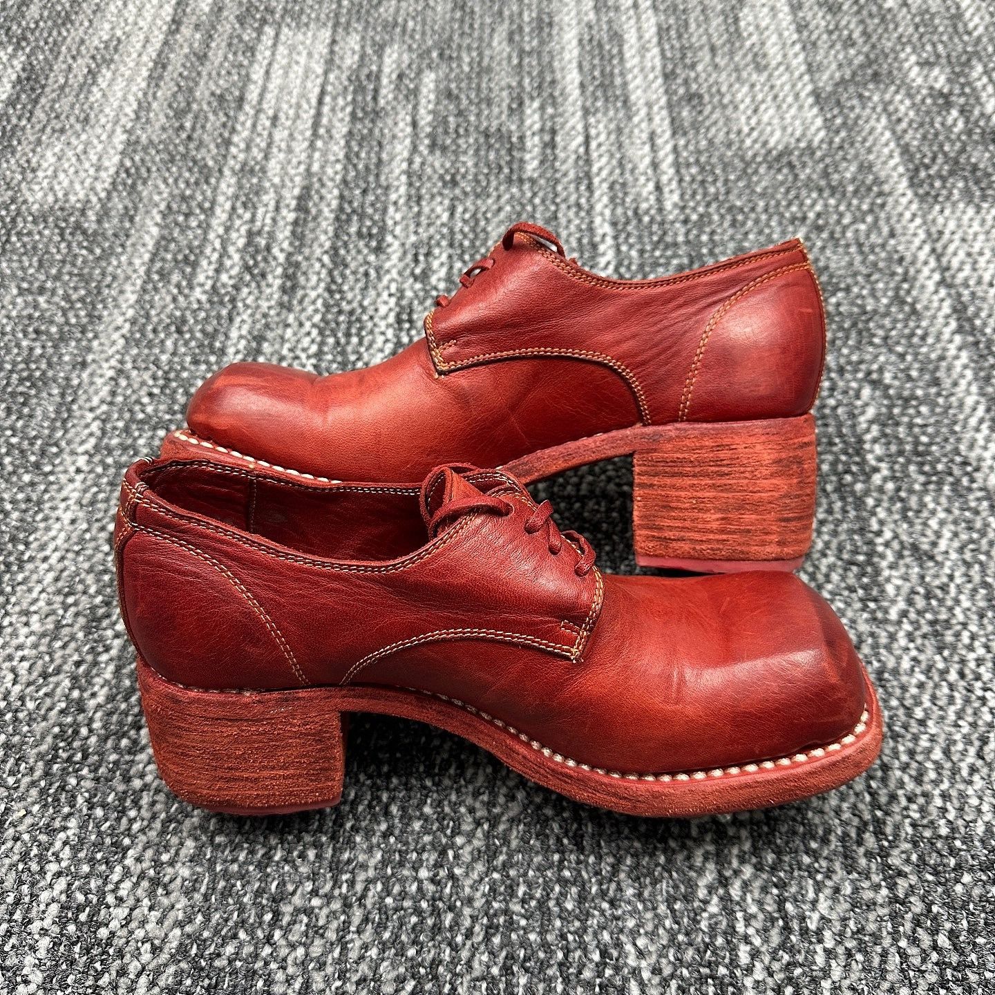 Guidi Guidi Red Leather Derby Heels Size 36 Size US 6 / IT 36 - 7 Thumbnail