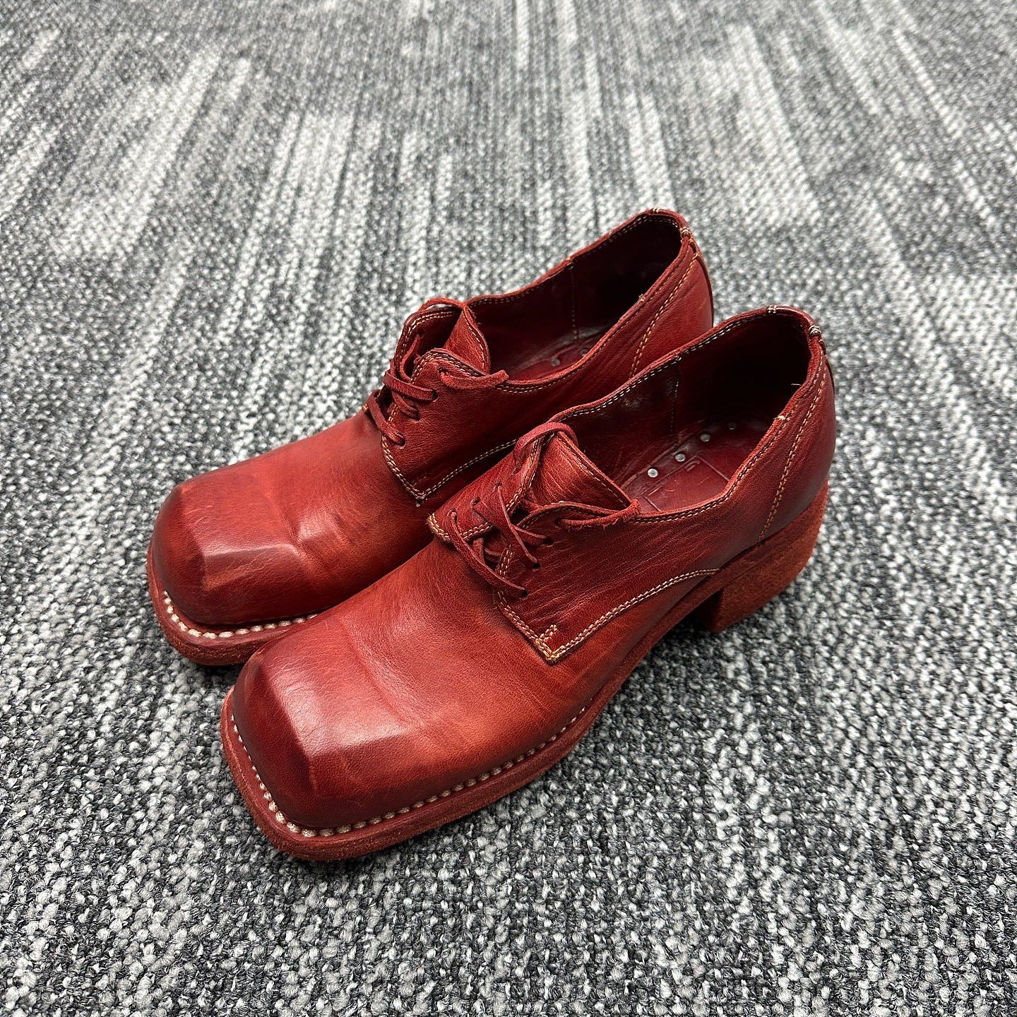 Guidi Guidi Red Leather Derby Heels Size 36 Size US 6 / IT 36 - 8 Thumbnail