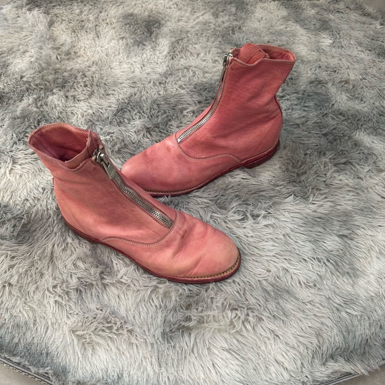 Guidi Guidi Pink Leather Front Zip Boots Size 37 Size US 7 / IT 37 - 7 Thumbnail