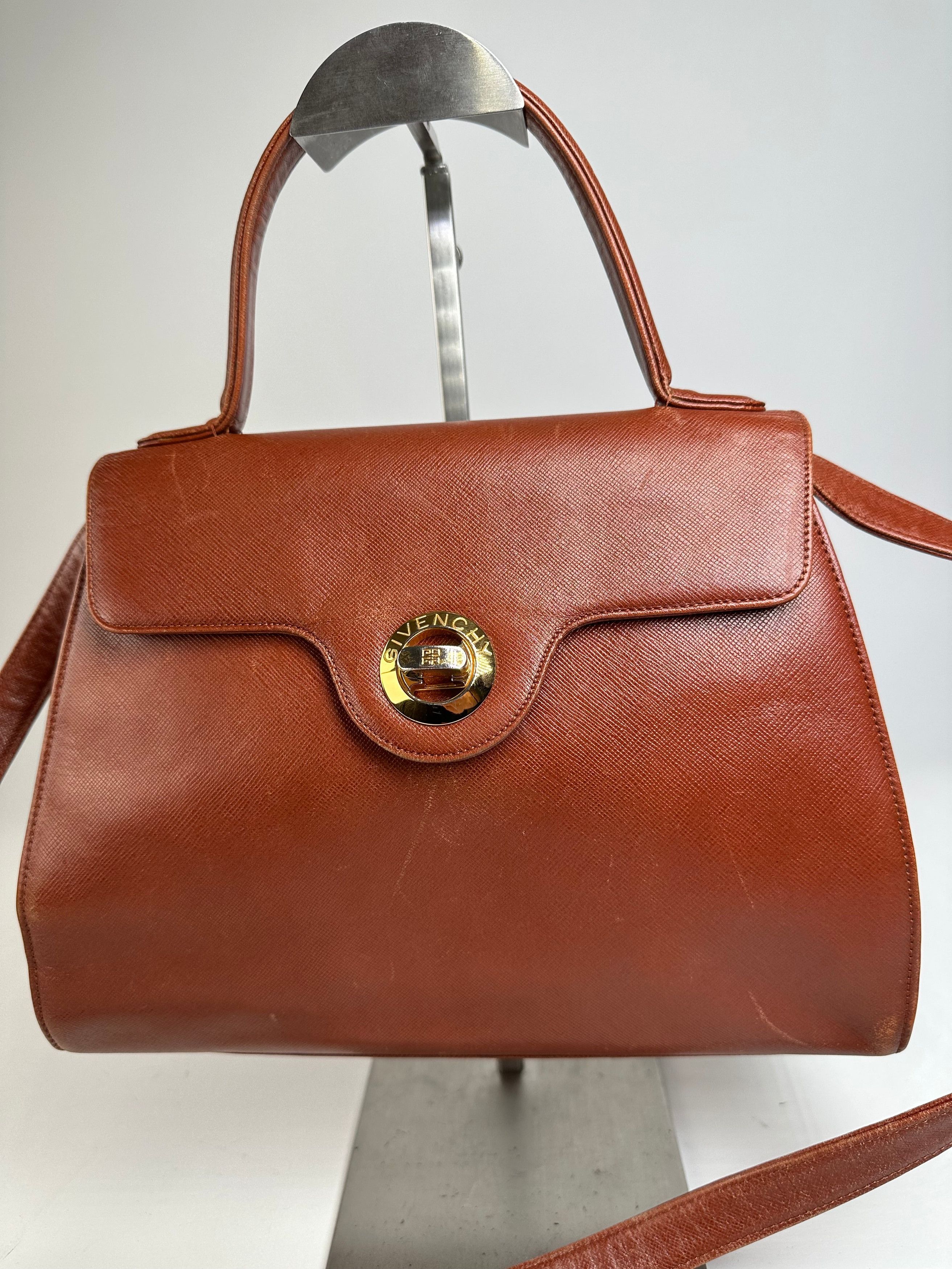 Givenchy Vintage Structured Leather Handbag Rust Gold Size ONE SIZE - 5 Thumbnail