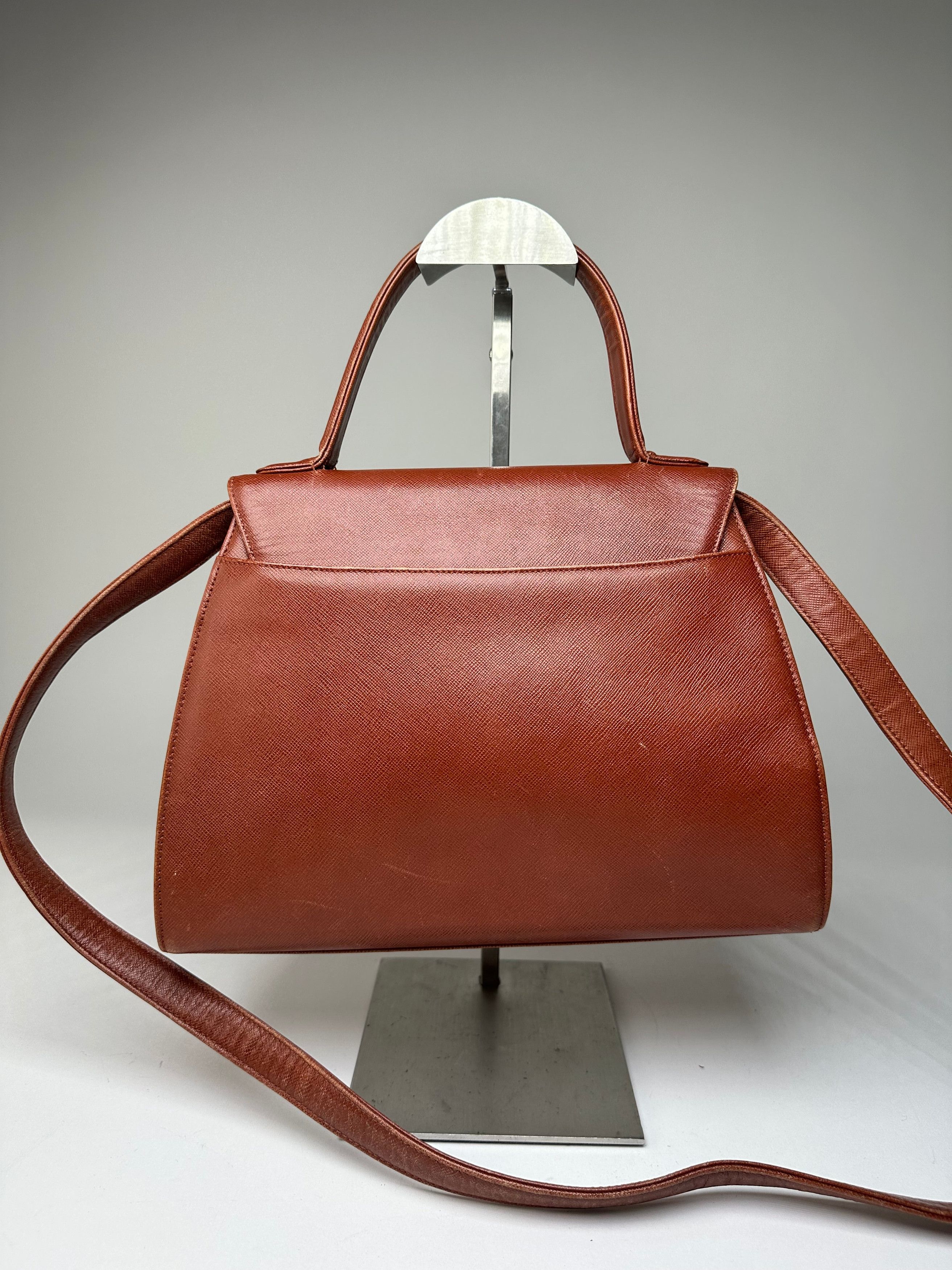 Givenchy Vintage Structured Leather Handbag Rust Gold Size ONE SIZE - 11 Thumbnail