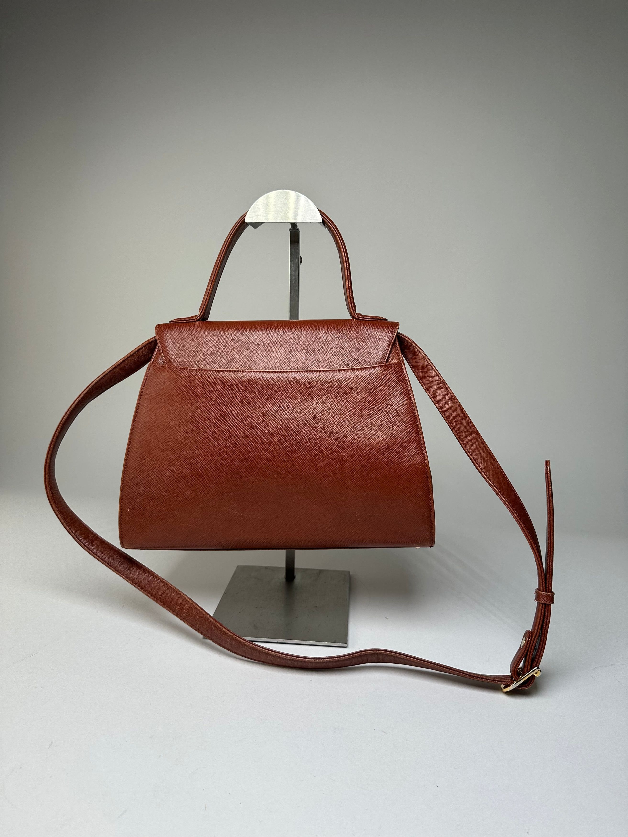 Givenchy Vintage Structured Leather Handbag Rust Gold Size ONE SIZE - 2 Thumbnail