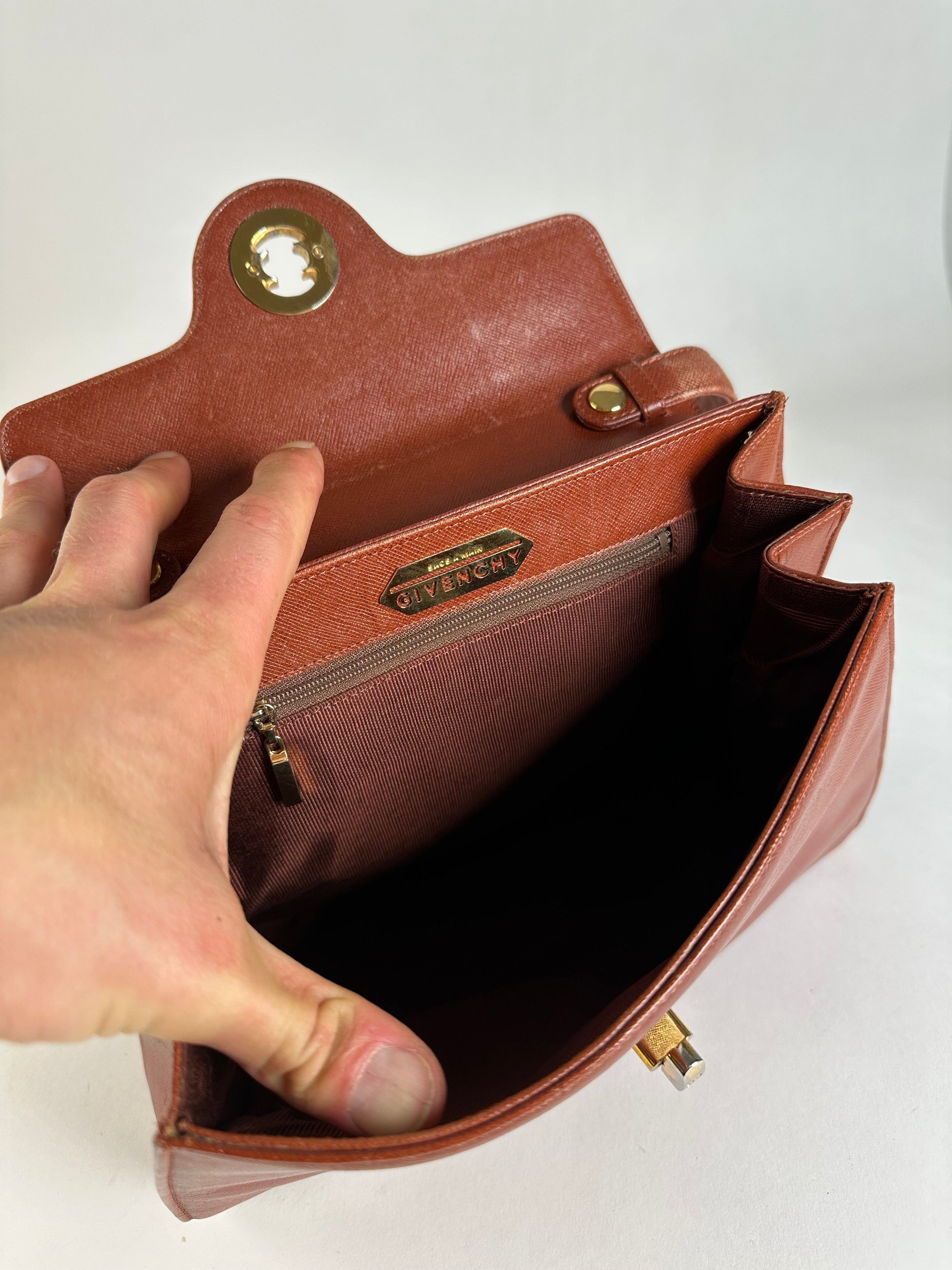 Givenchy Vintage Structured Leather Handbag Rust Gold Size ONE SIZE - 3 Thumbnail