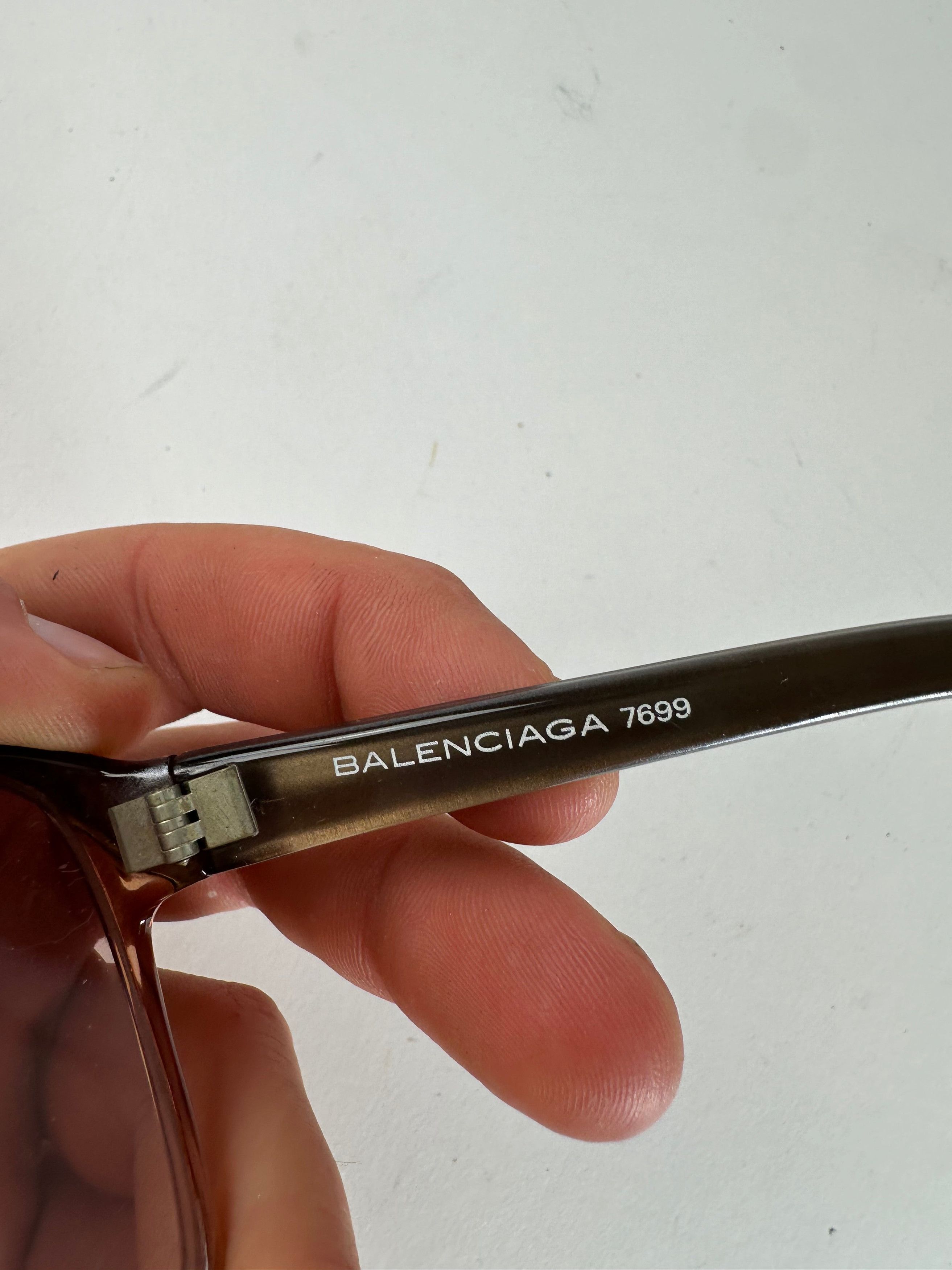 Balenciaga Vintage BB Logo Acetate Sunglasses Brown Pink Size ONE SIZE - 8 Thumbnail