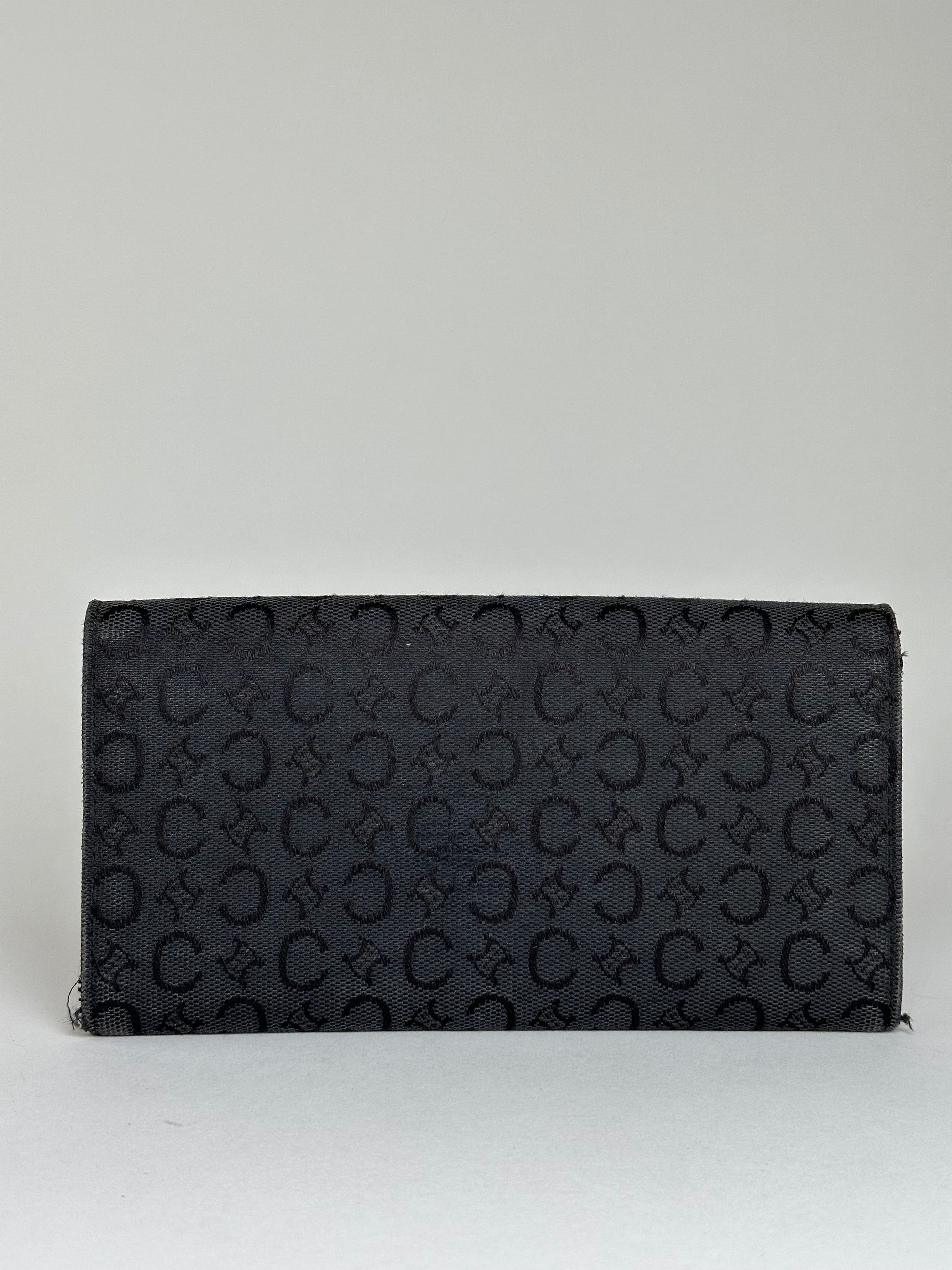 Celine Vintage CC Monogram Fabric Wallet Black Gold Size ONE SIZE - 2 Thumbnail