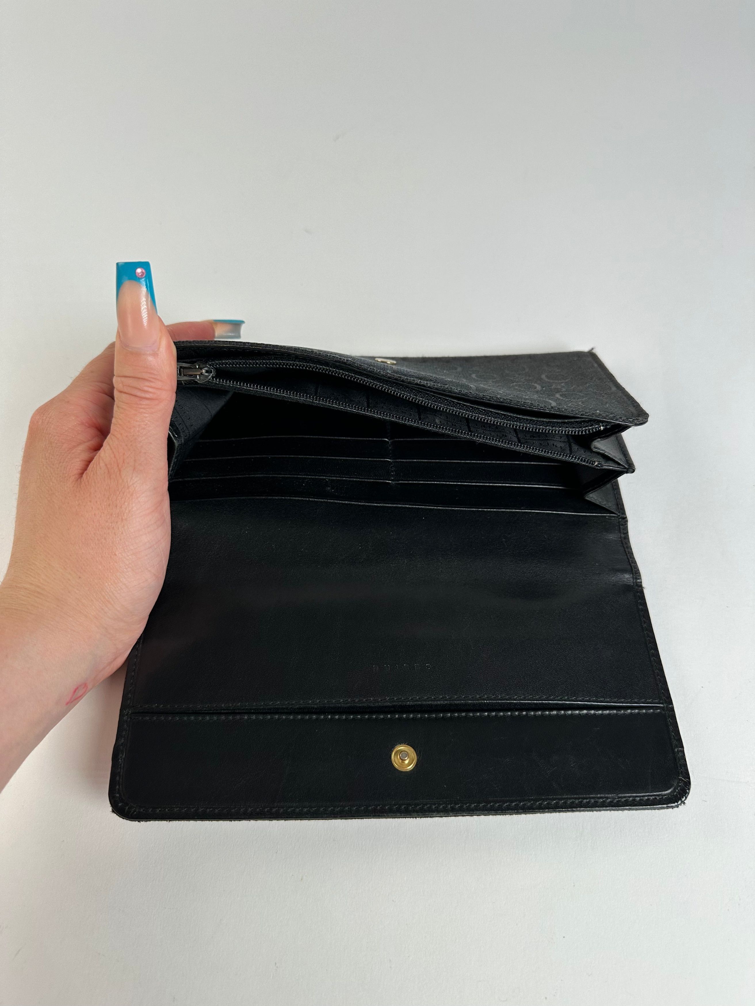 Celine Vintage CC Monogram Fabric Wallet Black Gold Size ONE SIZE - 6 Thumbnail