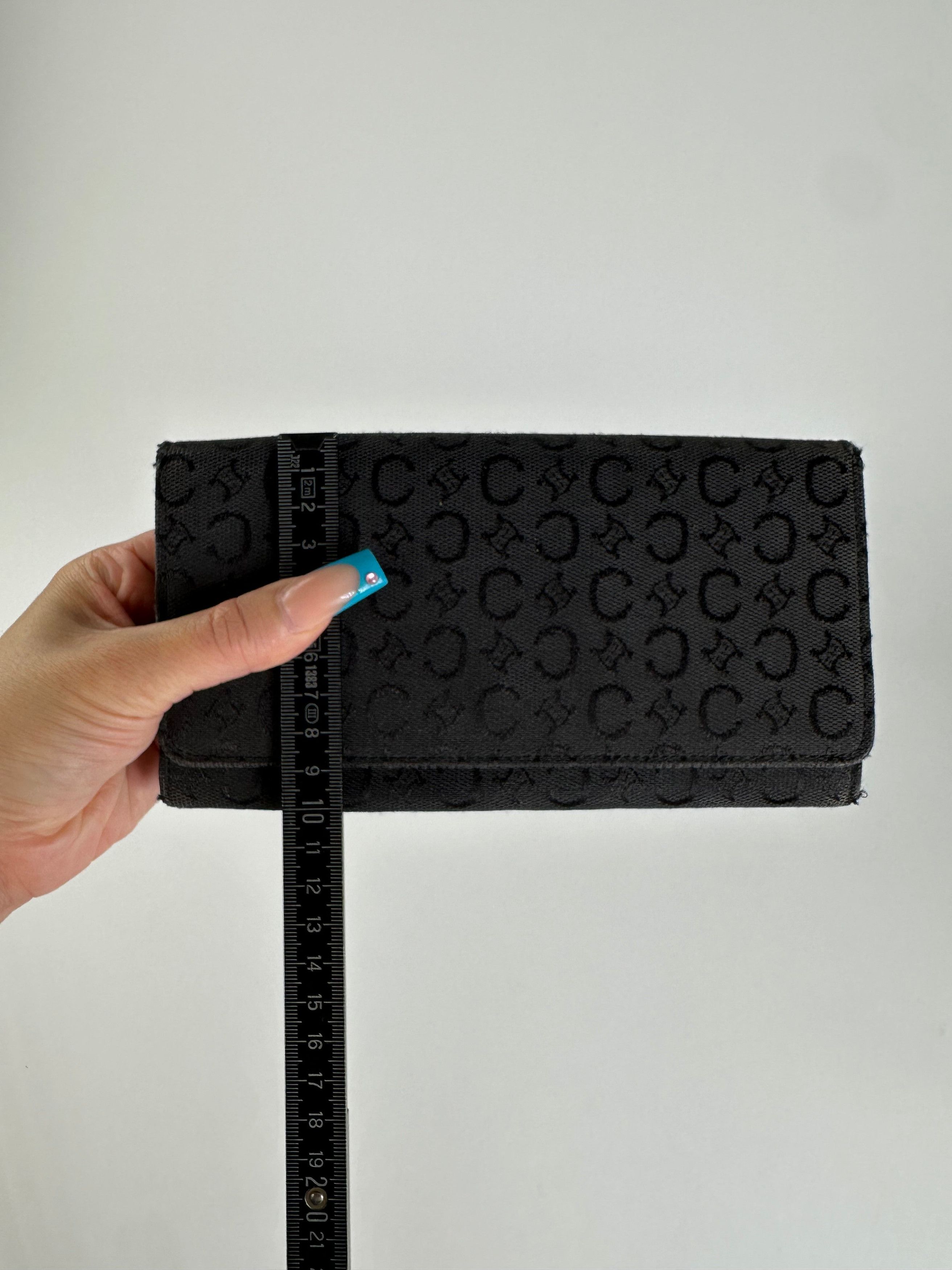Celine Vintage CC Monogram Fabric Wallet Black Gold Size ONE SIZE - 8 Thumbnail