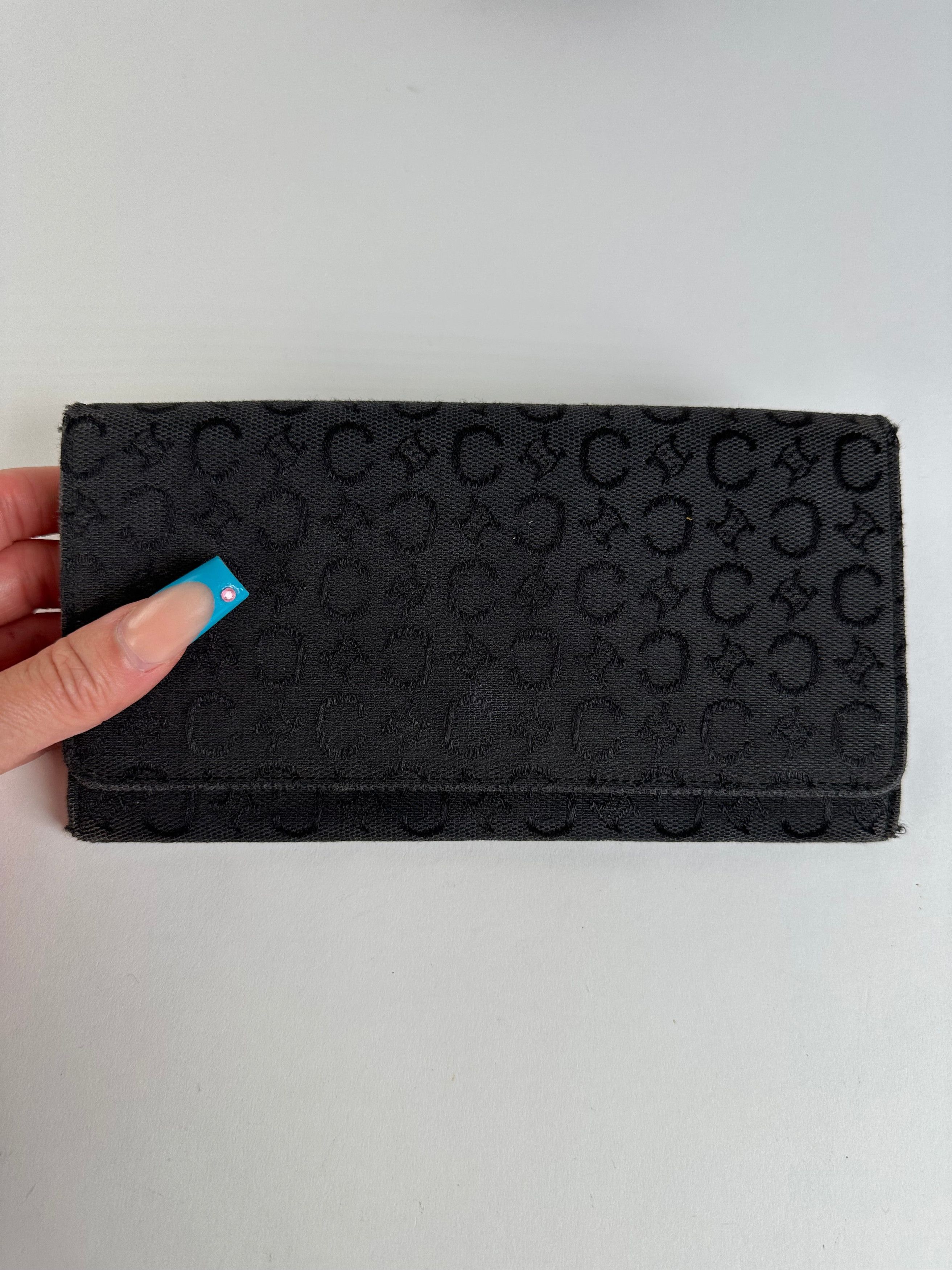 Celine Vintage CC Monogram Fabric Wallet Black Gold Size ONE SIZE - 3 Thumbnail