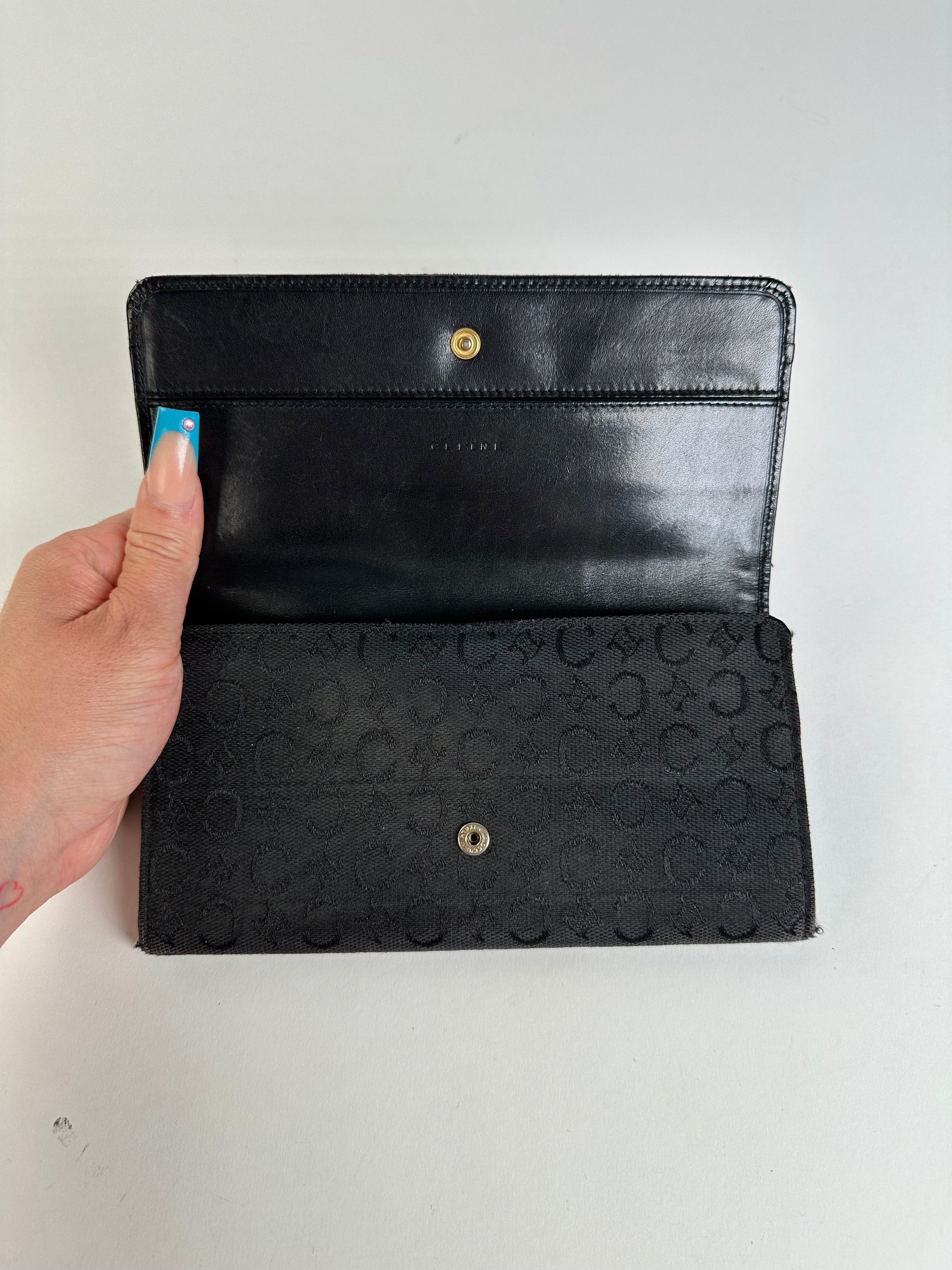 Celine Vintage CC Monogram Fabric Wallet Black Gold Size ONE SIZE - 4 Thumbnail
