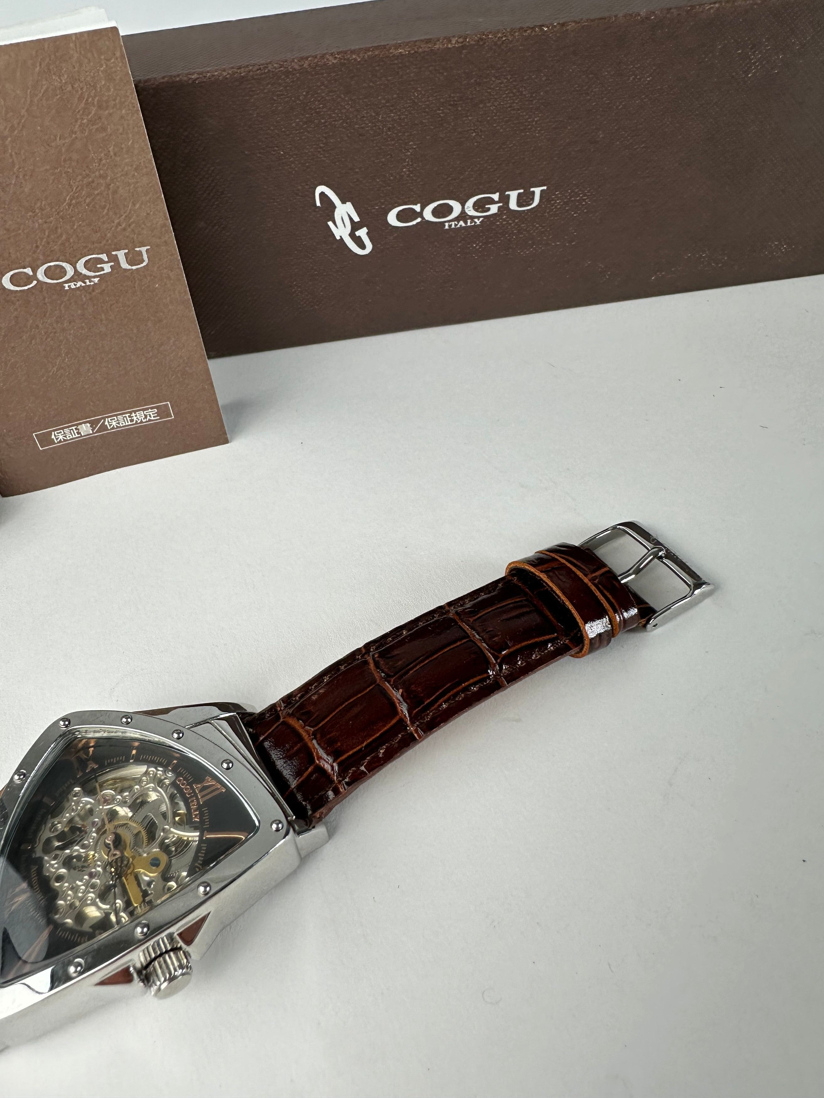 Other Vintage Cogu Leather Strap Bracelet Watch Brown Silver Size ONE SIZE - 4 Thumbnail